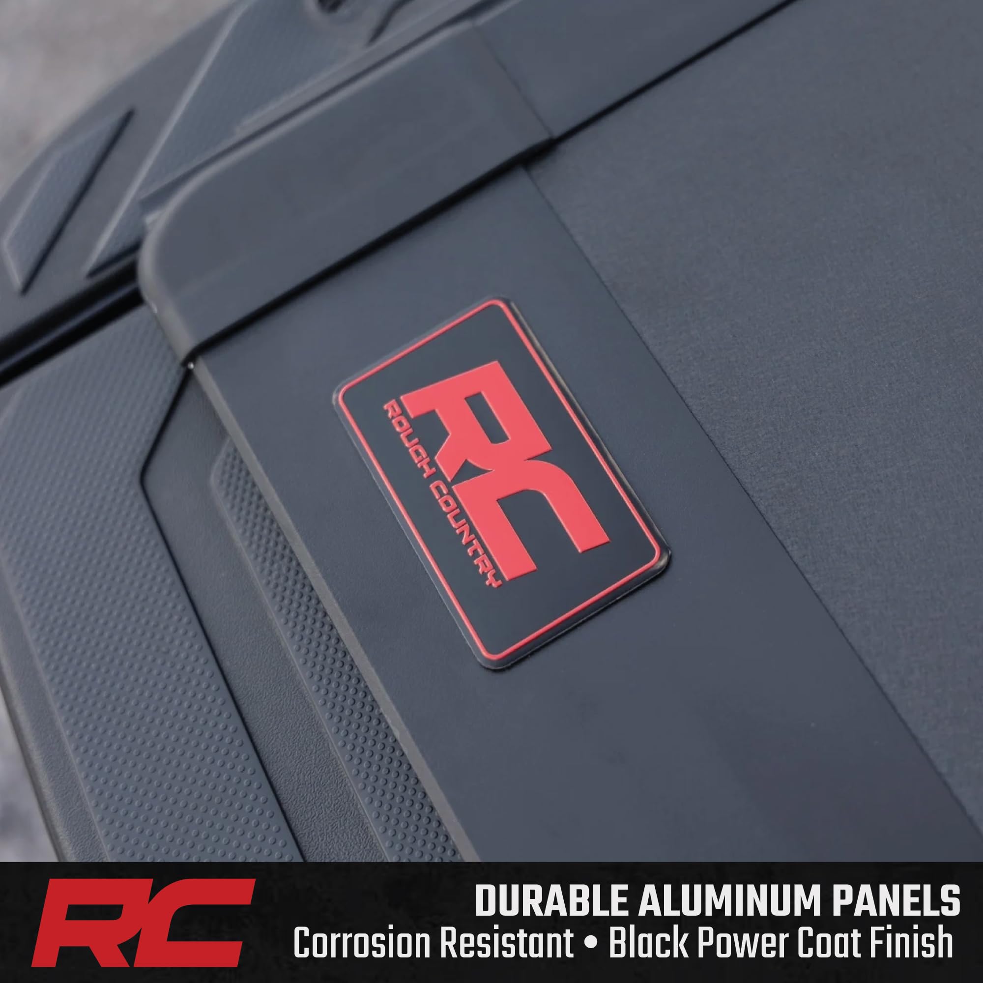 Rough Country Tonneau Cover Hard Flip-Up for Toyota Tacoma (2016-2023) - Fits 6' Bed, Tri-Fold Aluminum Truck Bed Cover, Weatherproof w/Full Bed Access