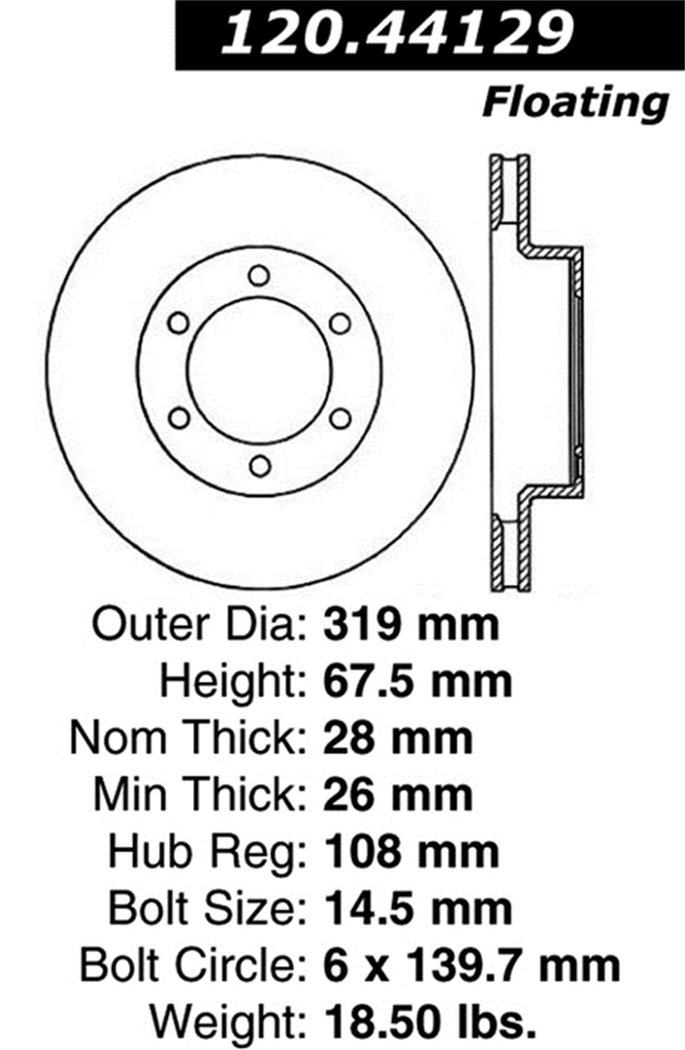 Sport StopTech 128.44129R Cross Drilled Brake Rotor (Front Right), 1 Pack