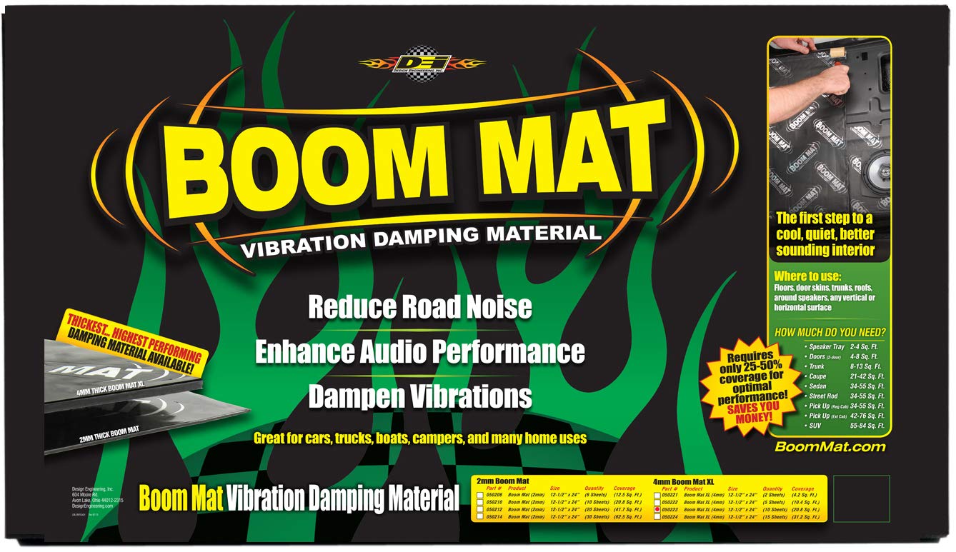 Boom Mat XL Design Engineering 4mm Sound Deadening / Damping Material | 12.5" x 24" (10 Sheets) | 050223