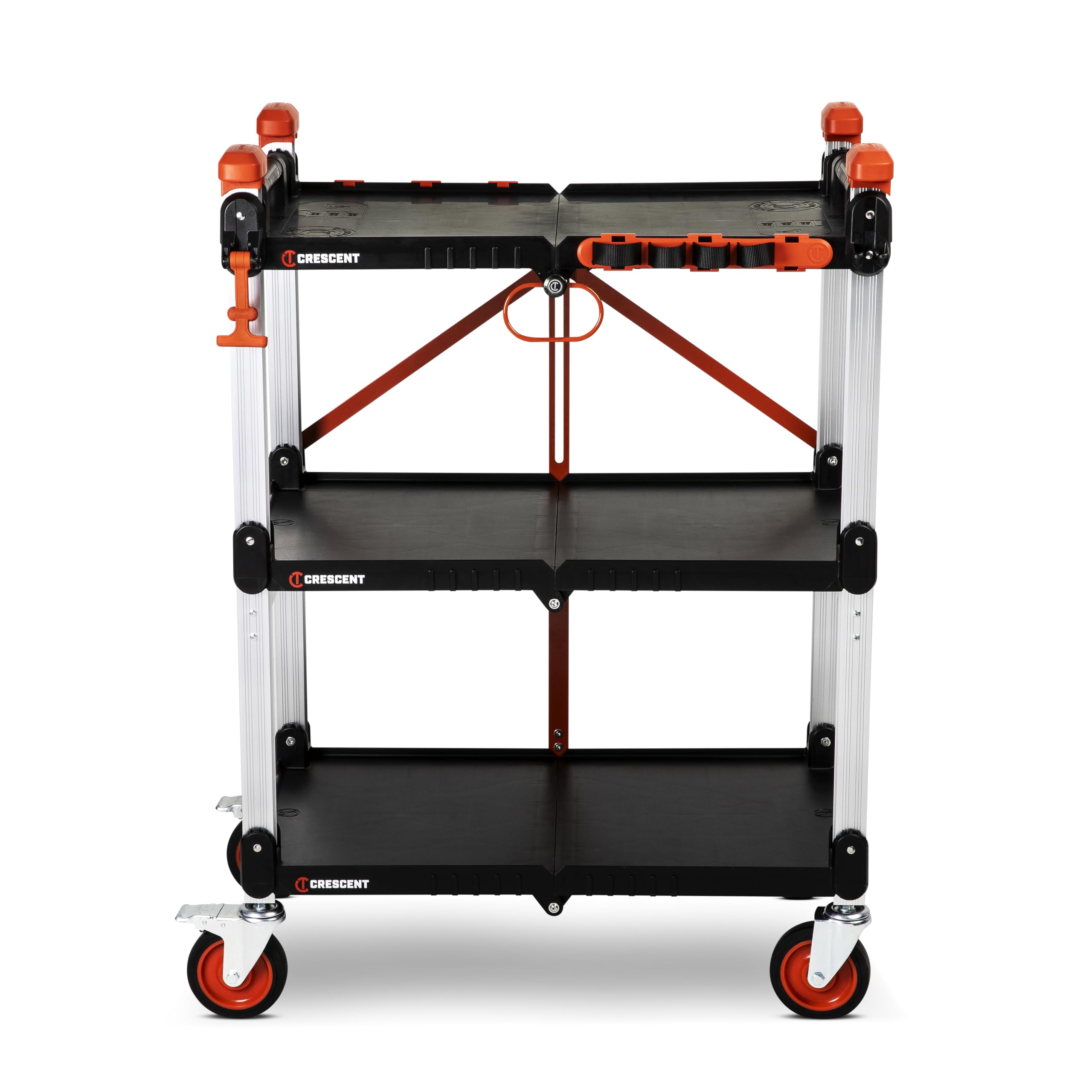 3 Shelf Crescent SITERUNNER Heavy Duty Folding Jobsite Cart - 300-lb Capacity, F3SCBL