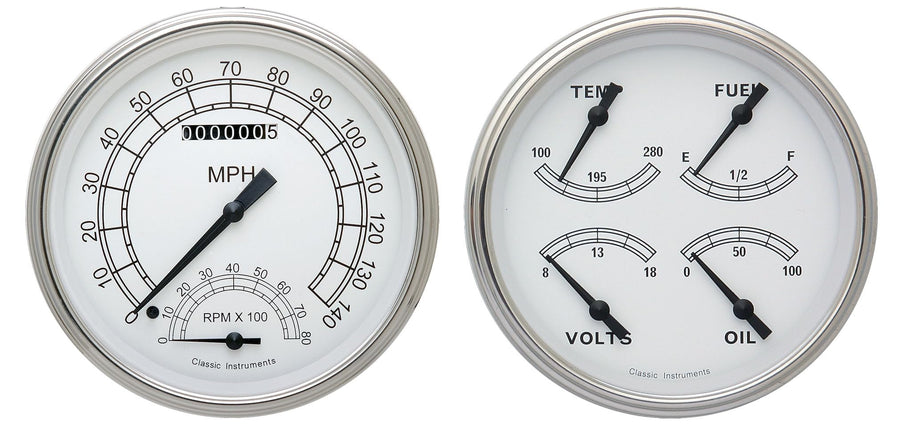 Classic Instruments 1947-1953 Chevy Truck CT47CW62 Classic White - Speedometer with Built in Tach & Quad Gauge - GM