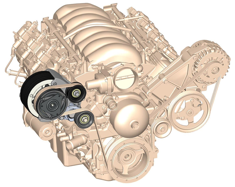 20-140 Holley LS A/C Accessory Drive Kit - Includes R4 A/C Compressor, Tensioner, & Pulleys