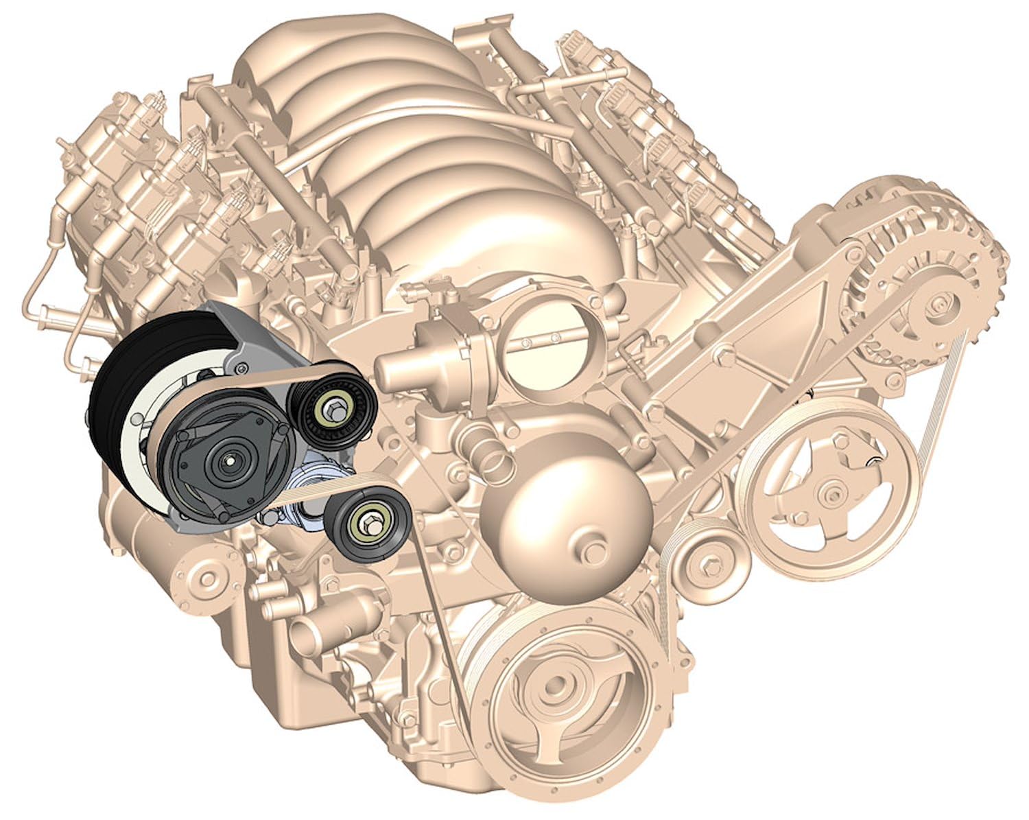 20-140 Holley LS A/C Accessory Drive Kit - Includes R4 A/C Compressor, Tensioner, & Pulleys