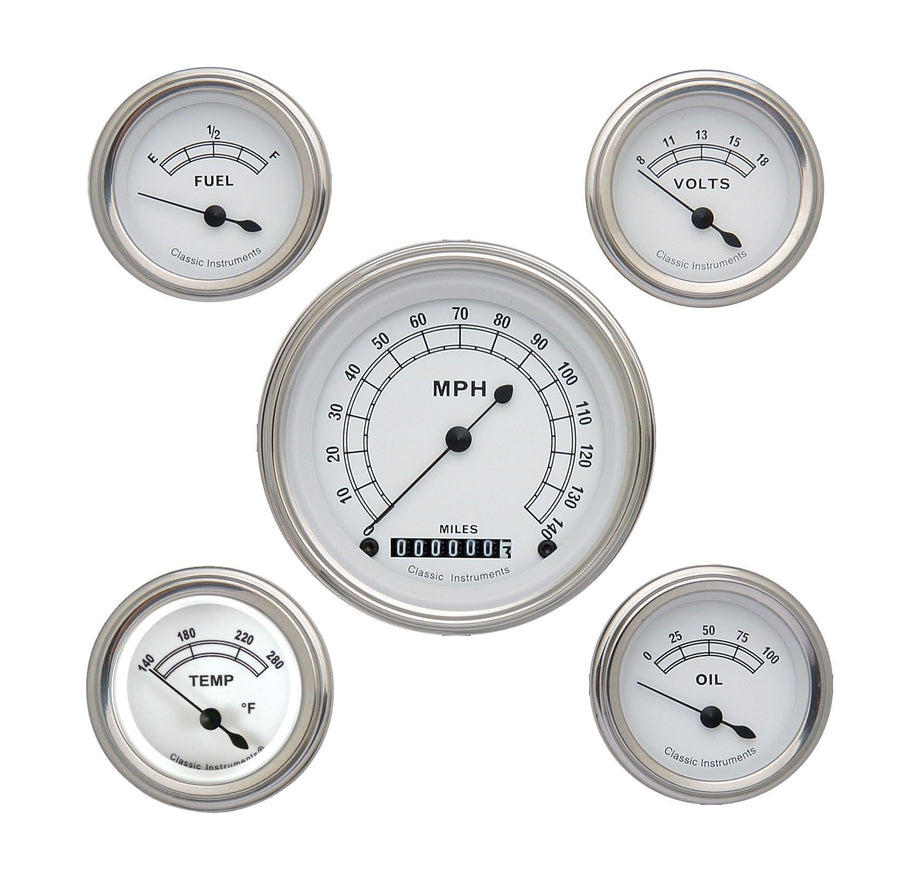 Classic Instruments Classic White CW00SLC 5 Gauge Set - GM