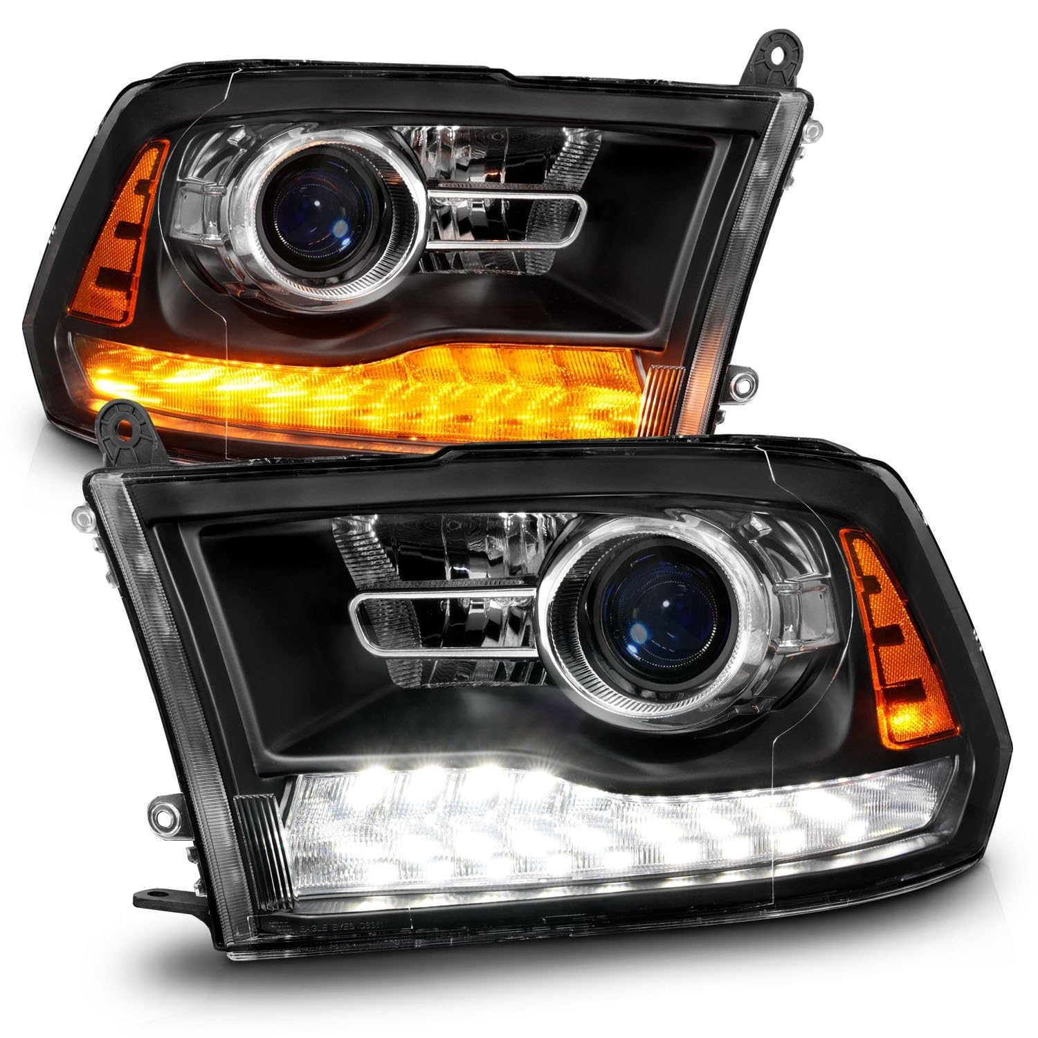 09-18 Dodge Ram 1500/2500/3500 ANZO LED Plank Style Headlights Switchback + Sequential - Matte Black