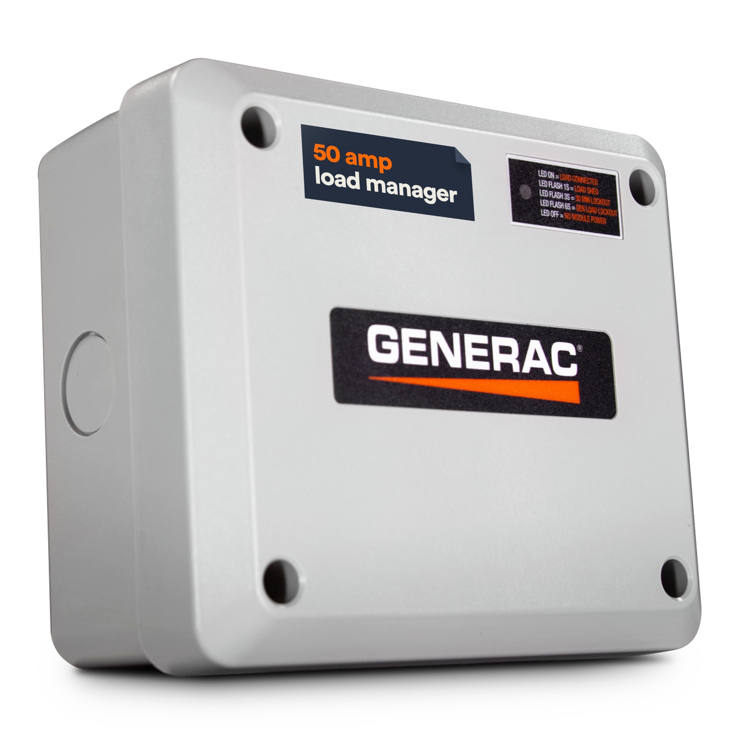 7000 Generac 50 Amp Load Manager - Efficient Load Prioritization and Wire-Free Technology for Reliable Power Management - Lock-Feature and LED Status Display for Convenient Operation - Gray