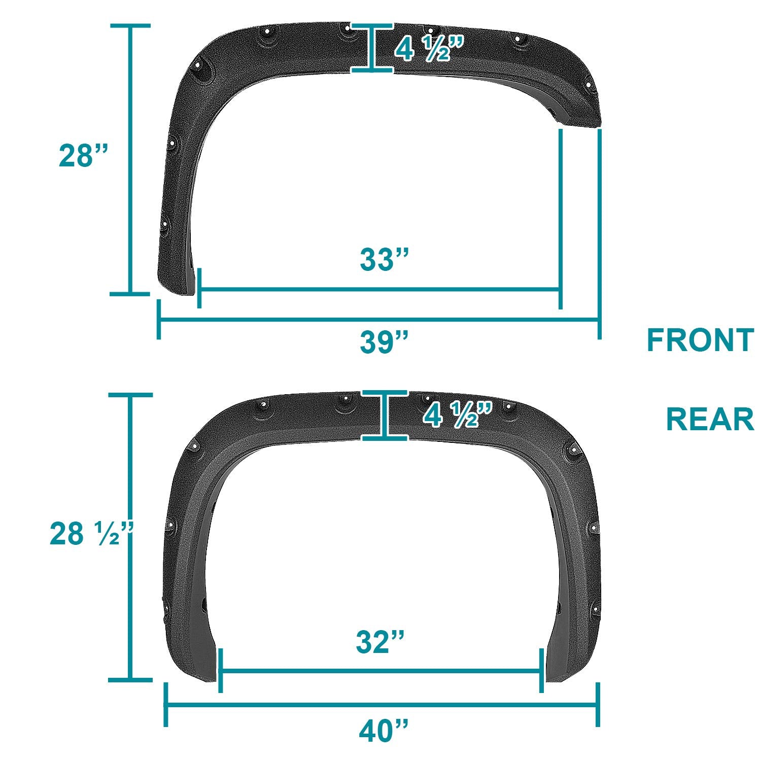 Spec-D Tuning Pocket Style 4PC Front + Rear Rugged Texture Fender Flares Compatible with 1994-2001 Dodge Ram 1500 2500 3500