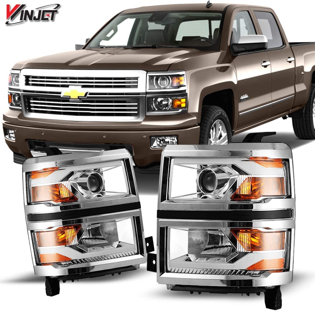 LED DRL Bar Projector Headlights Compatible with [2014-2015 Chevrolet Silverado 1500] Winjet