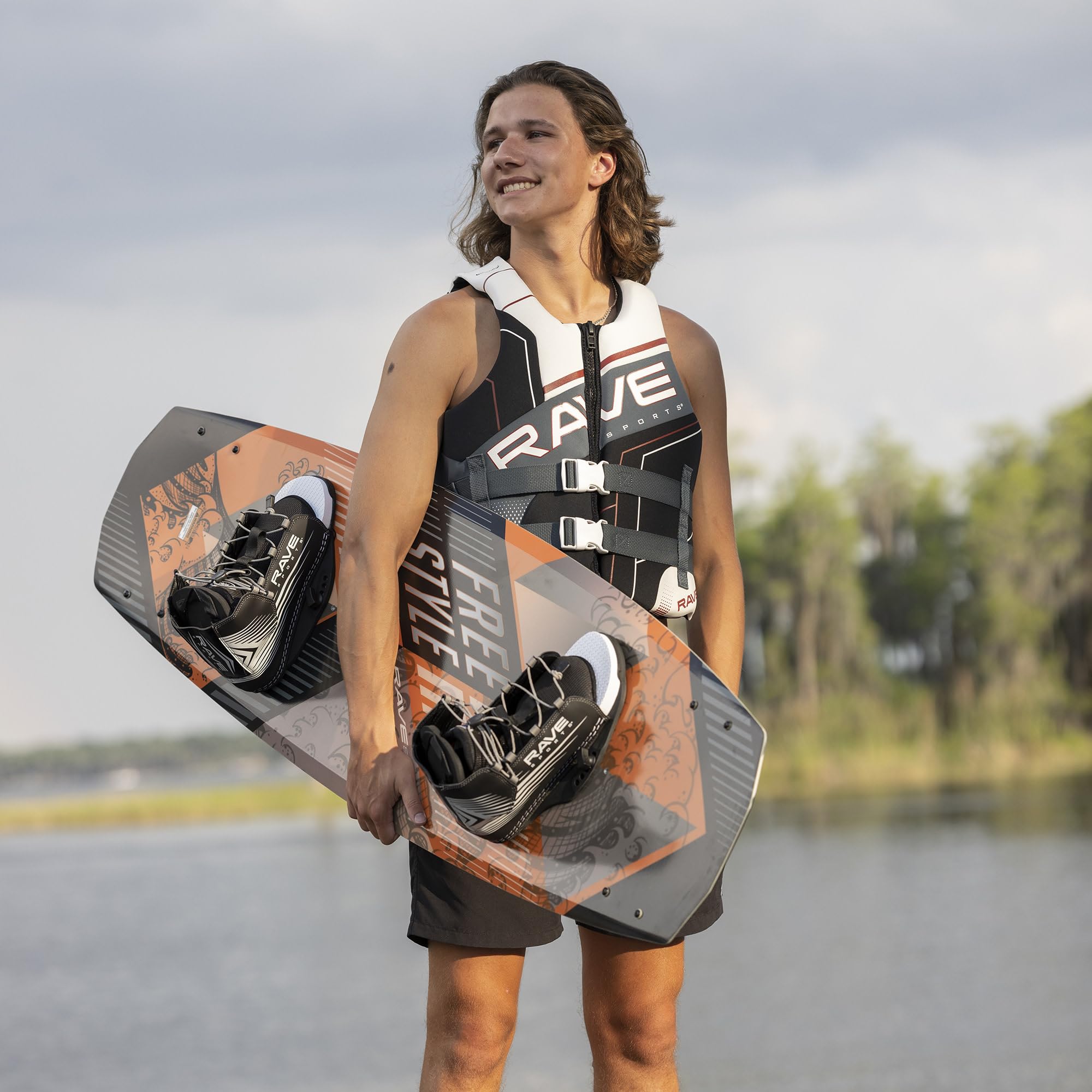 Orange Rave Sports Freestyle Wakeboard and Bindings Package