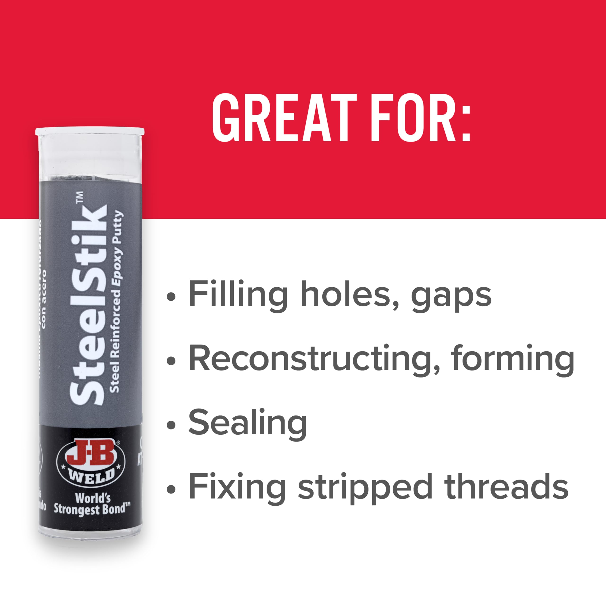 SteelStik J-B Weld 8267 Steel Reinforced Epoxy Putty Stick - 2 oz.