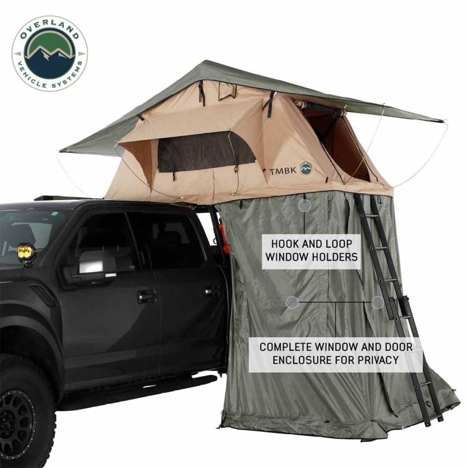 Overland Vehicle Systems Roof Top Tent Annex Green Base with Black Floor & Travel Cover TMBK