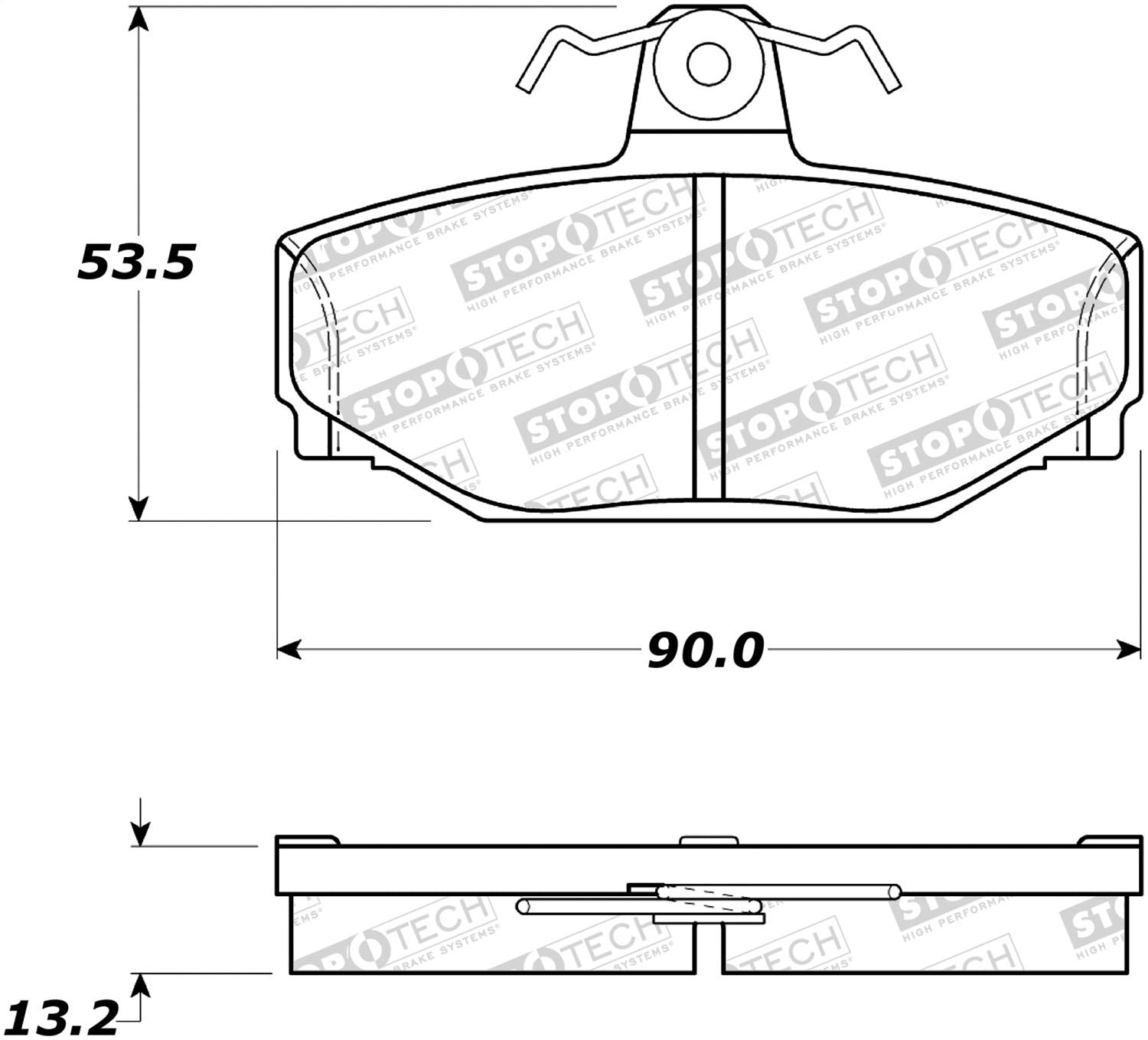 Rear StopTech 308.03910 Brake Pads with Shims and Hardware Street