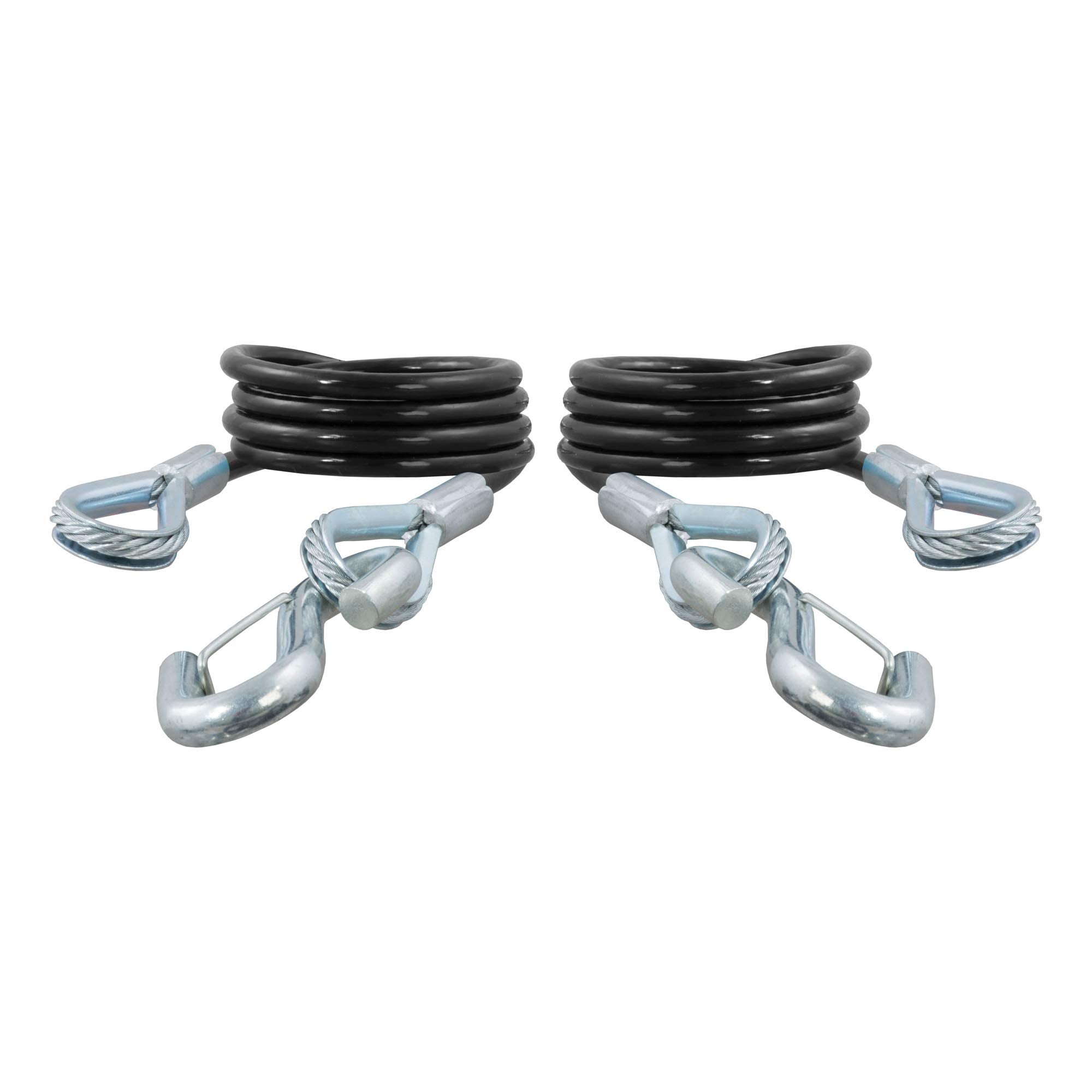CURT 80136 Trailer Safety Cables, 43-7/8-Inch Vinyl-Coated, 3/8-In Snap Hooks, 2-Pack, 3,500 lbs Break Strength