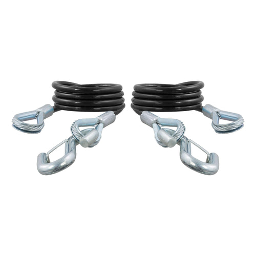 CURT 80136 Trailer Safety Cables, 43-7/8-Inch Vinyl-Coated, 3/8-In Snap Hooks, 2-Pack, 3,500 lbs Break Strength