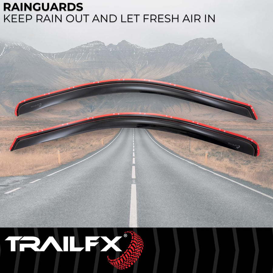 TrailFX in-Channel Window Vents 2446IC Rainguards Fits Chevrolet Silverado 1500 2500 3500 2023-2025 Snap-in Installation Low Profile Acrylic 2-Piece Smoked Rainguards