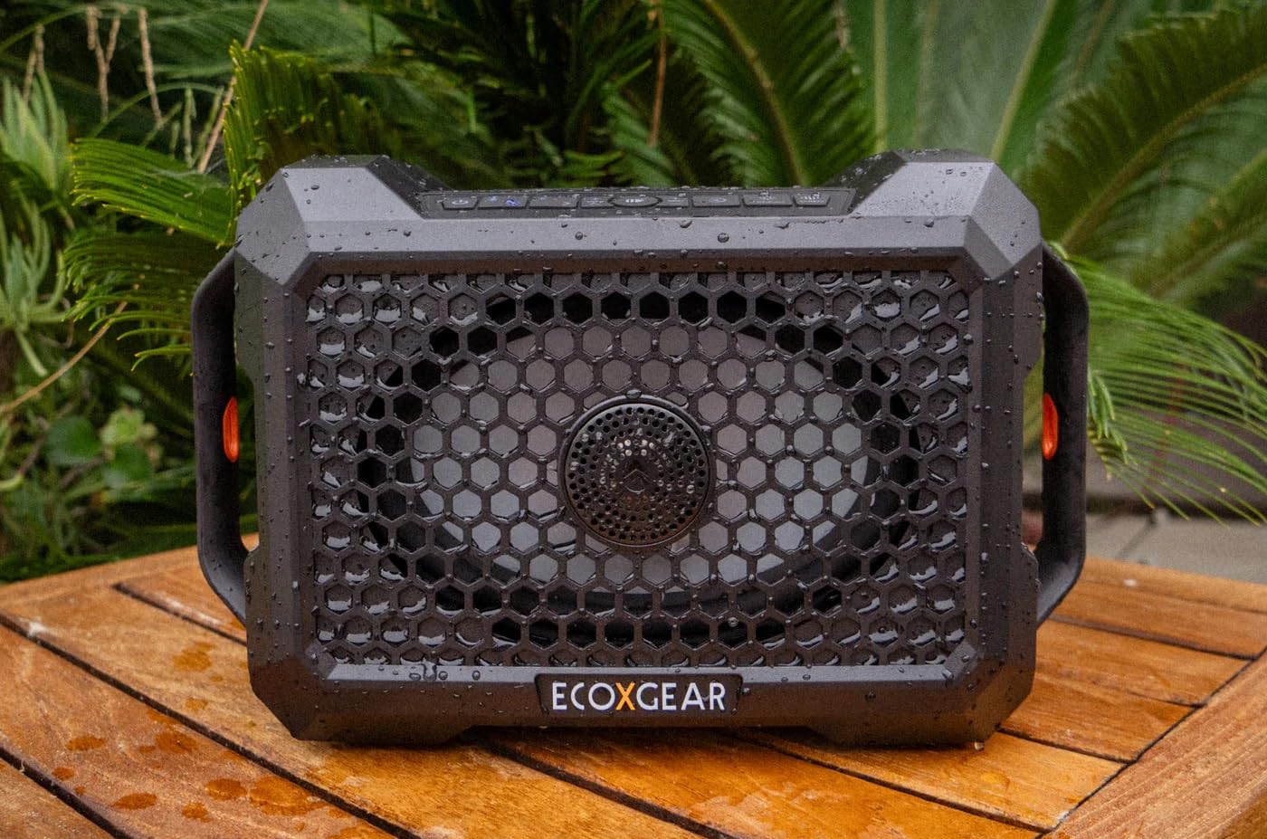 Outdoor ECOXGEAR Defender: Portable Bluetooth Speaker, 121dB Massive Sound, Waterproof and Drop Proof, with LED Party Lights, Pair up to 100, 25+ Hours Playtime (Black Oak)