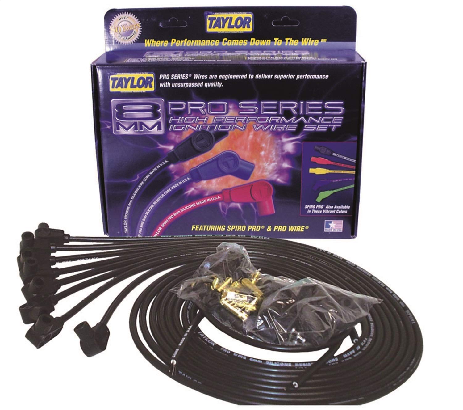 8mm Pro Wire Taylor Cable Black Spark Plug Wire Set 70051