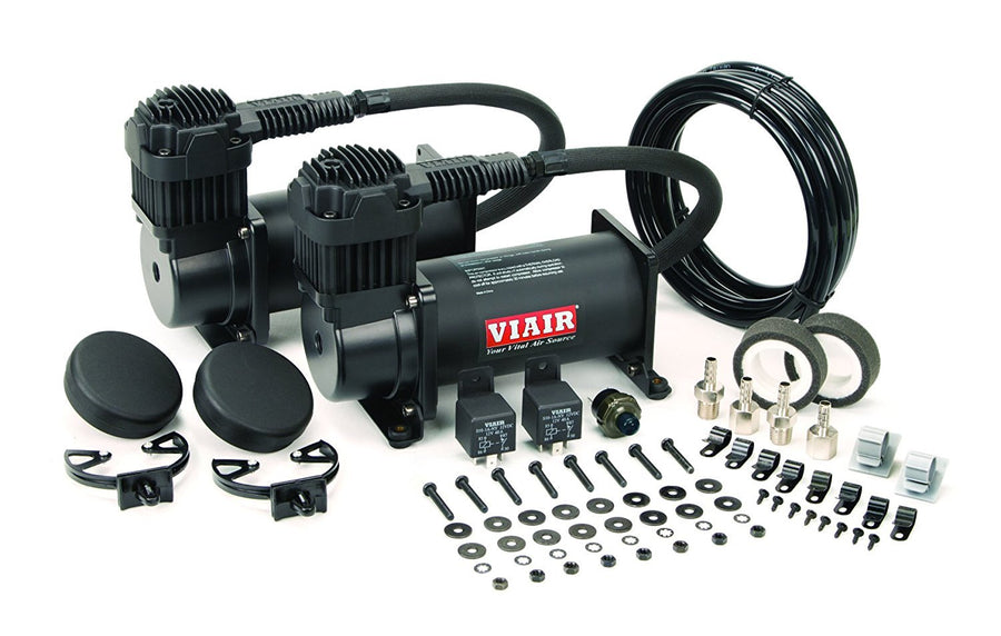 Dual VIAIR 400C Air Compressor for Air Suspension (2 Pack) 12V Fast Filling Compressor for Air Tanks, Tire Inflation, Bags, Air Horns 150 PSI (Stealth Black)