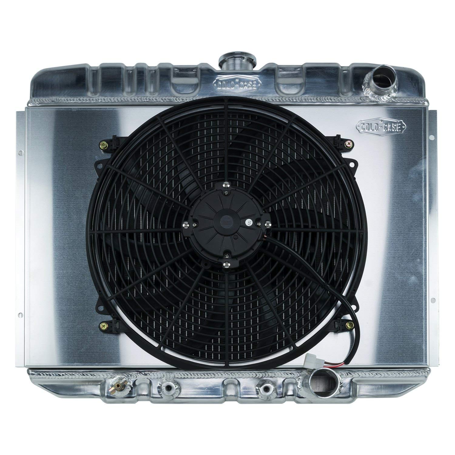 24 Inch Aluminum Performance Radiator And 16 Inch Fan Kit AT 67-70 Mustang SB Cold Case Radiators