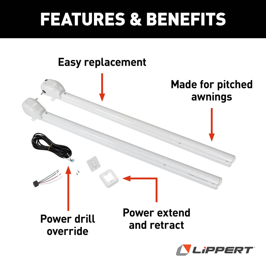Power Hardware Kit Solera Plain Head for Pitched Awnings on 5th Wheel RVs, Travel Trailers and Motorhomes