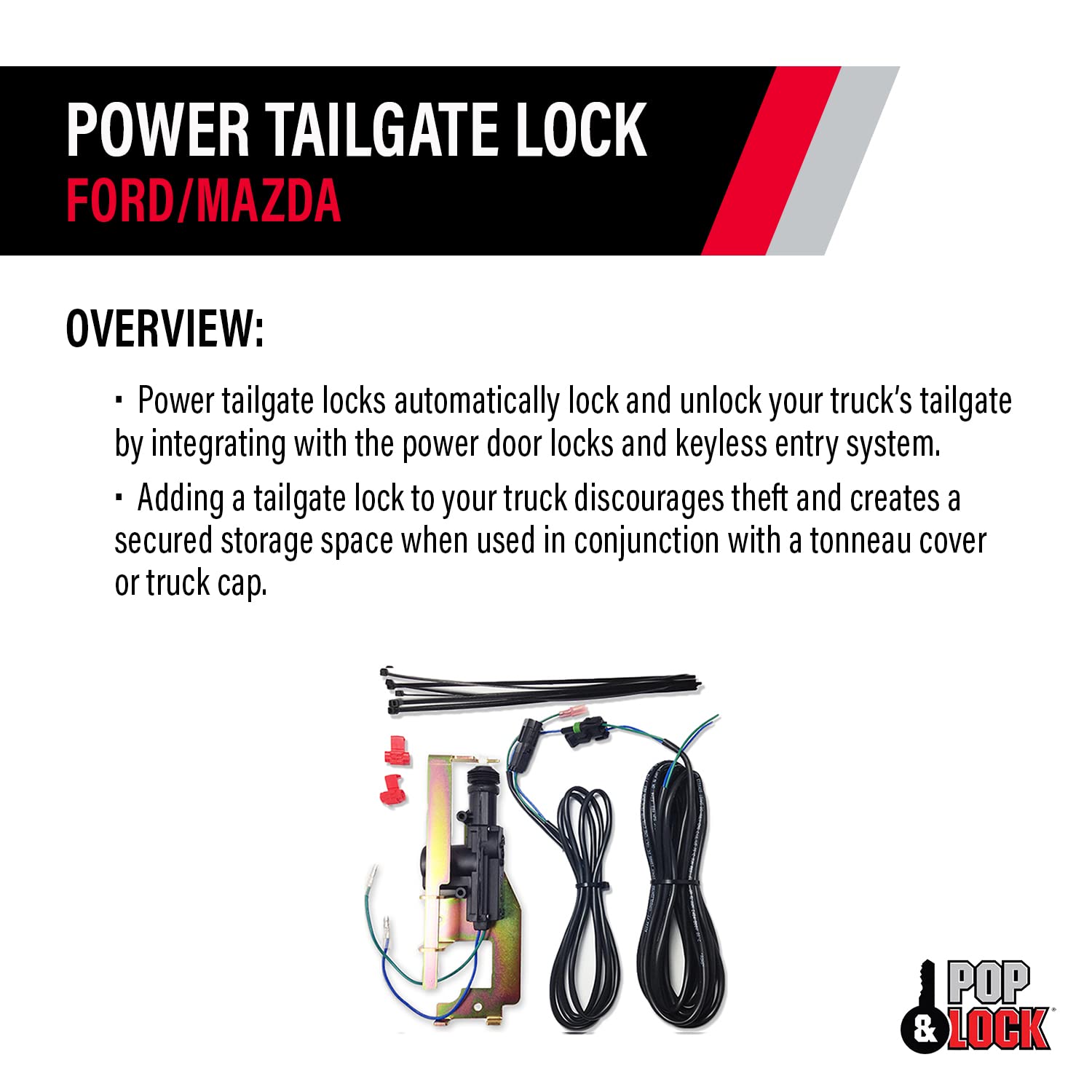 Power Tailgate Lock - Pop & Lock Fits Ford F150, Models 1997 to 2004 - for Tailgate With or Without OEM Manual Lock (PL8200)