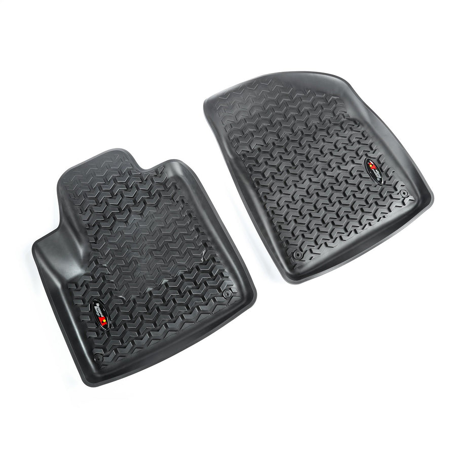 Front Floor Liners Rugged Ridge for Jeep Cherokee | Pair, All-Terrain, Black | 12920.33 | Fits 2014-2020 Jeep Cherokee KL