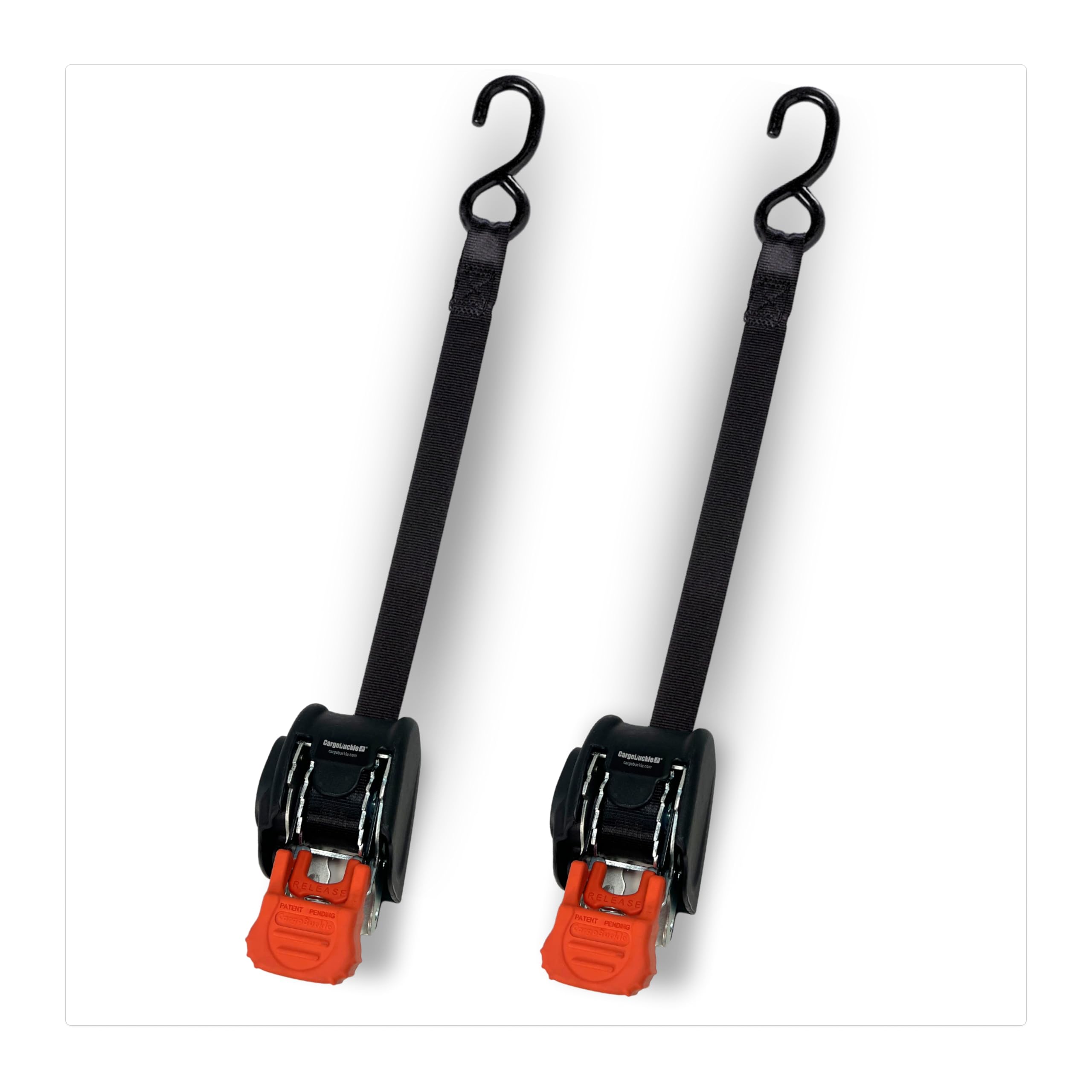 Mini G3 CargoBuckle Retractable Ratchet Straps, 1400 lbs Break Strength, 1-Inch Width X 6 ft Reach, Self Retracting Ratchet Straps for Trailers, Toy Haulers, ATVs, and Motorcycles - 2 Pack