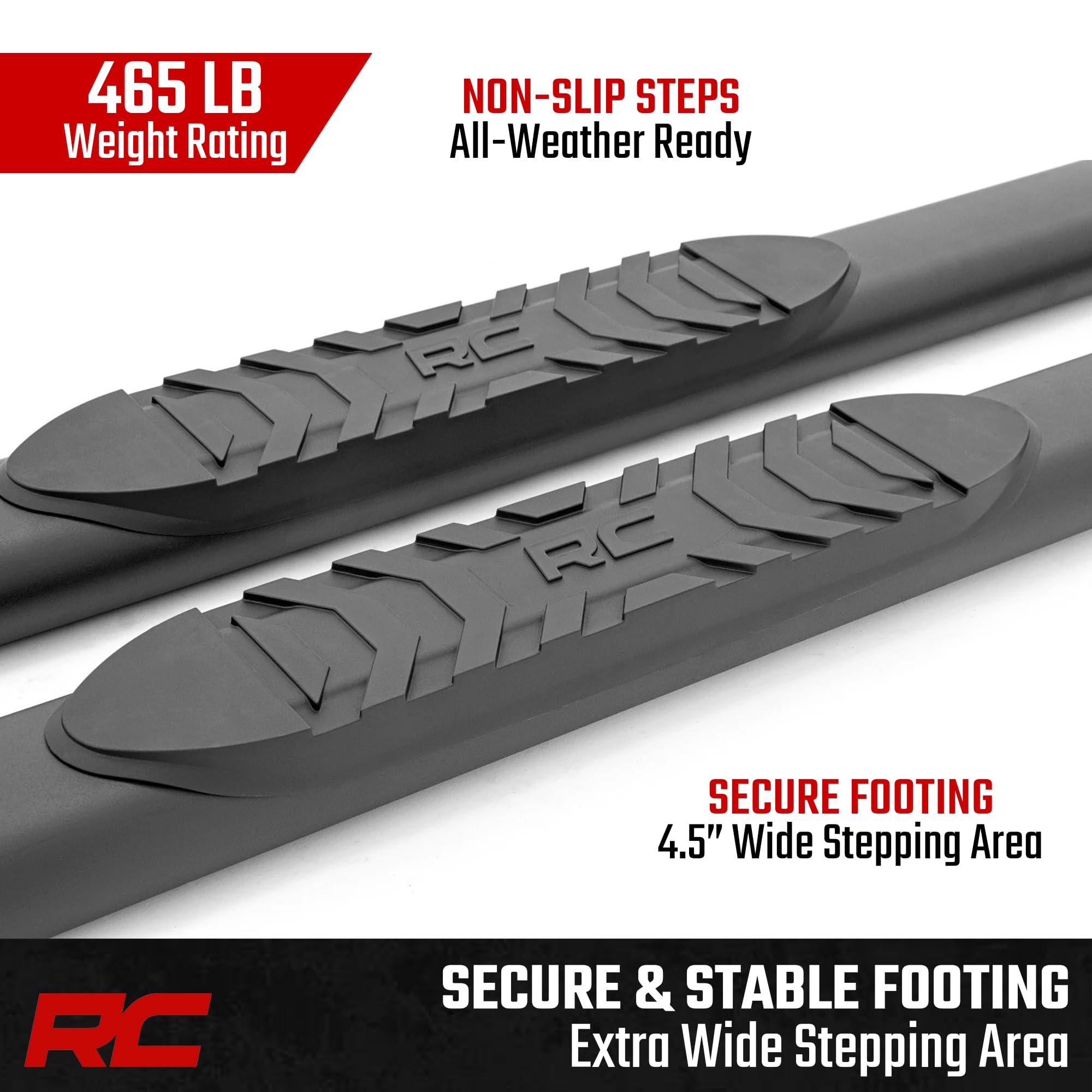 Rough Country Nerf Steps Oval for Toyota Tacoma Double Cab (2024-2026) - OEM Style Rails with Built-in Side Steps