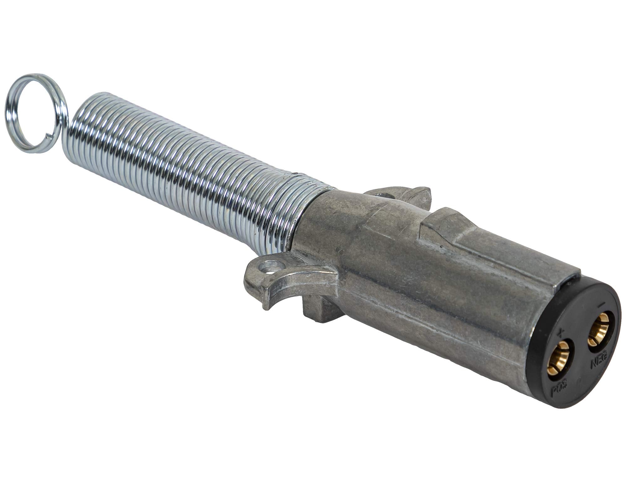 2-Way Buyers Products Die-Cast Zinc Trailer Connector -Trailer Side - Horizontal Pins with Spring, TC2002, SILVER