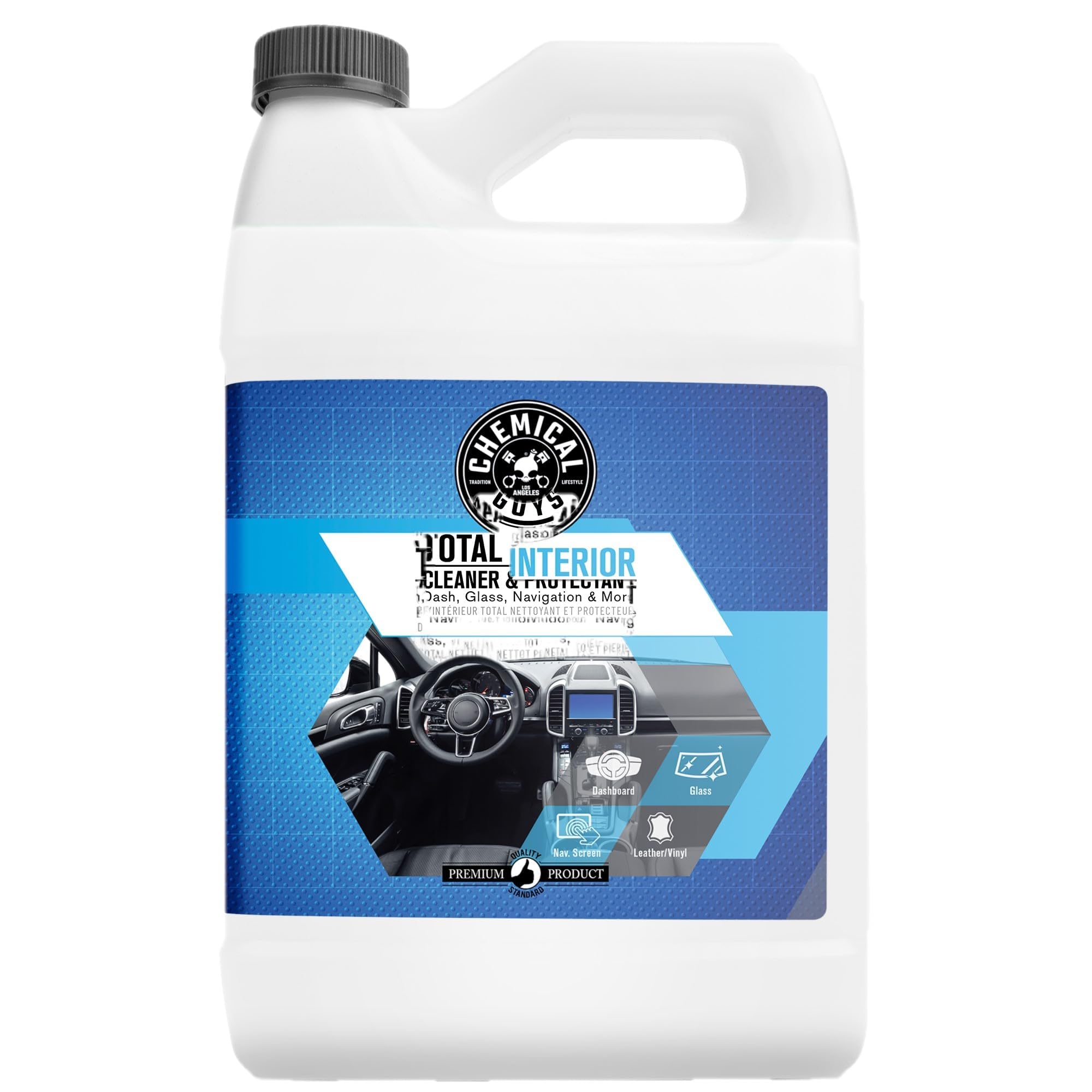 Chemical Guys Total Interior Cleaner and Protectant, Interior Cleaner Car Cleans & Protects Leather, Vinyl, Plastic, Rubber, Glass with a Showroom Finish, Safe for Trucks, SUVs, RVs & More, 128 oz