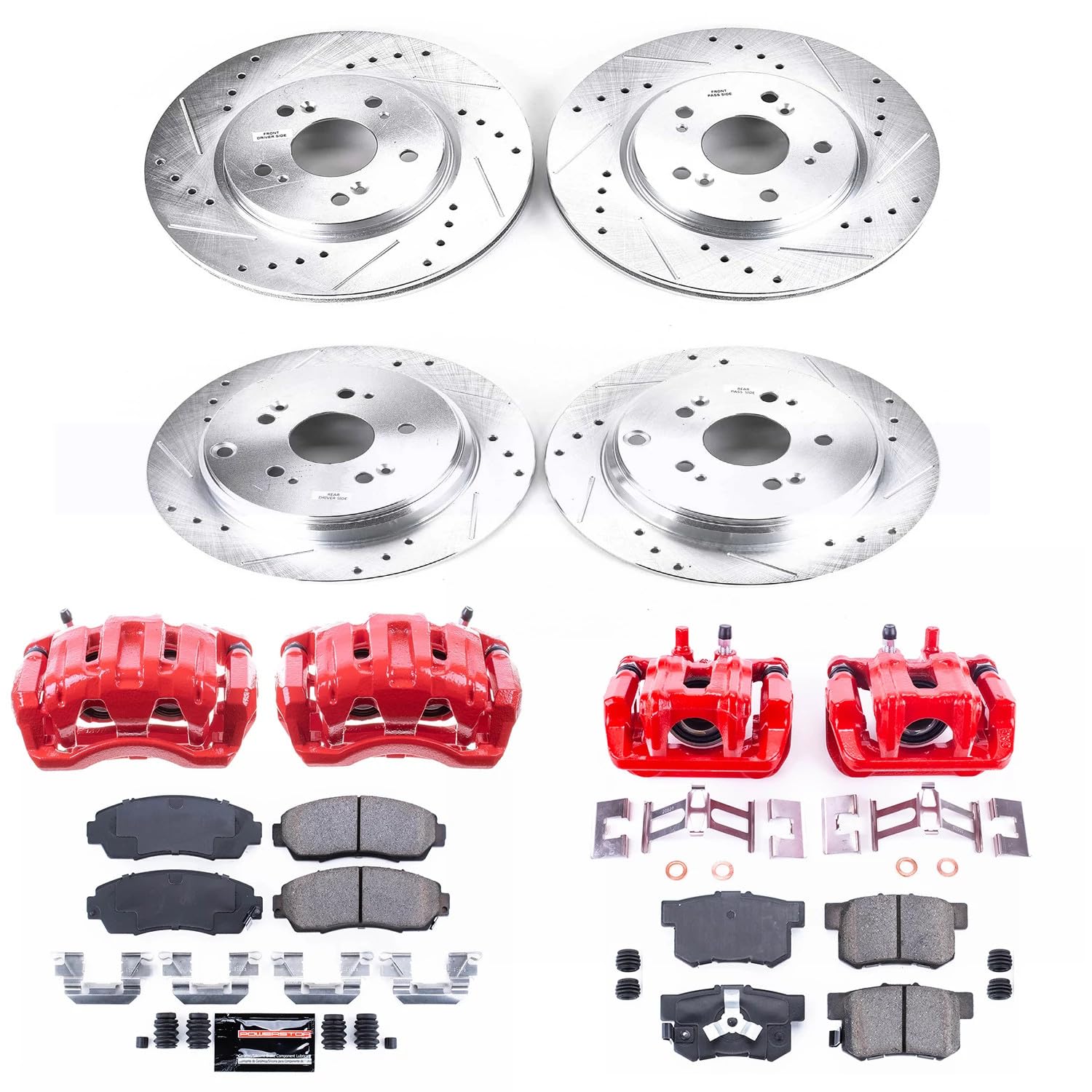Power Stop Z23 KC229 Evolution Sport Brake Upgrade Kit with Powder Coated Calipers- Front & Rear For Acura RDX 2010-2012, Honda CR-V 2007-2011 [Model Specific]