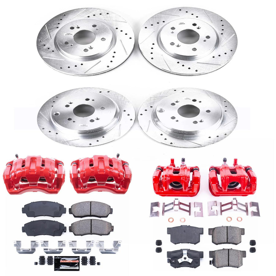 Power Stop Z23 KC229 Evolution Sport Brake Upgrade Kit with Powder Coated Calipers- Front & Rear For Acura RDX 2010-2012, Honda CR-V 2007-2011 [Model Specific]