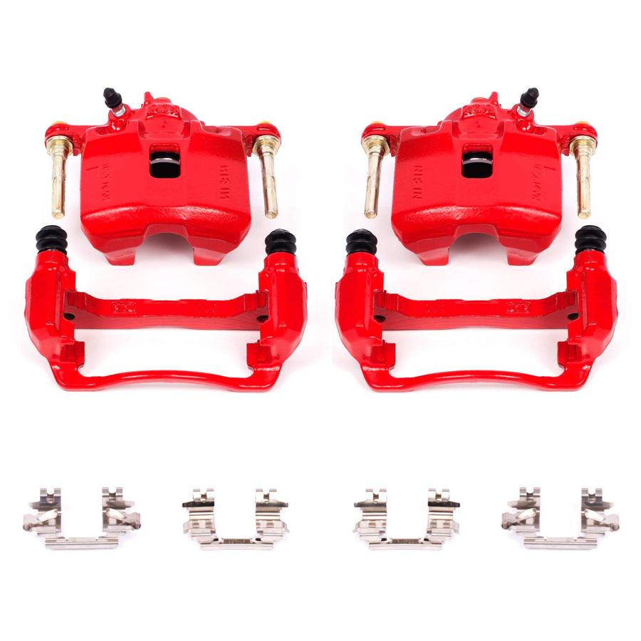 Power Stop Pair of High-Temp Red Powder Coated Calipers Front For Honda Civic 1993-1995, Honda Civic del Sol 1994-1997 [Model Specific]