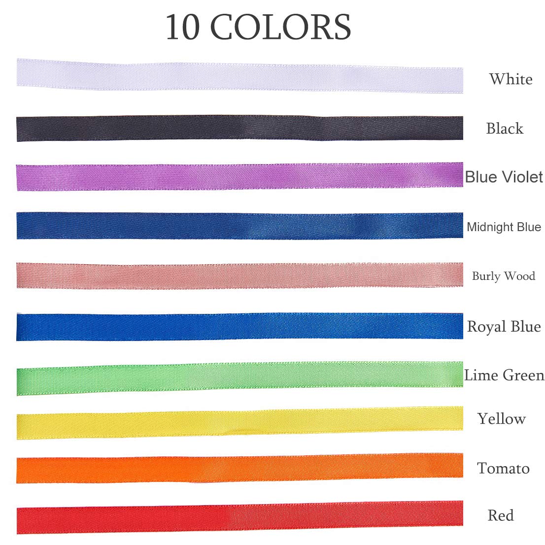 10 Rolls JEWELEADER 250 Yards Satin Ribbons 3/8" DIY Craft Fabric Ribbon for Making Bows Wedding Party Christmas Decorations Gifts Wrapping Packaging Each Roll About 25 Yards Dark Tone