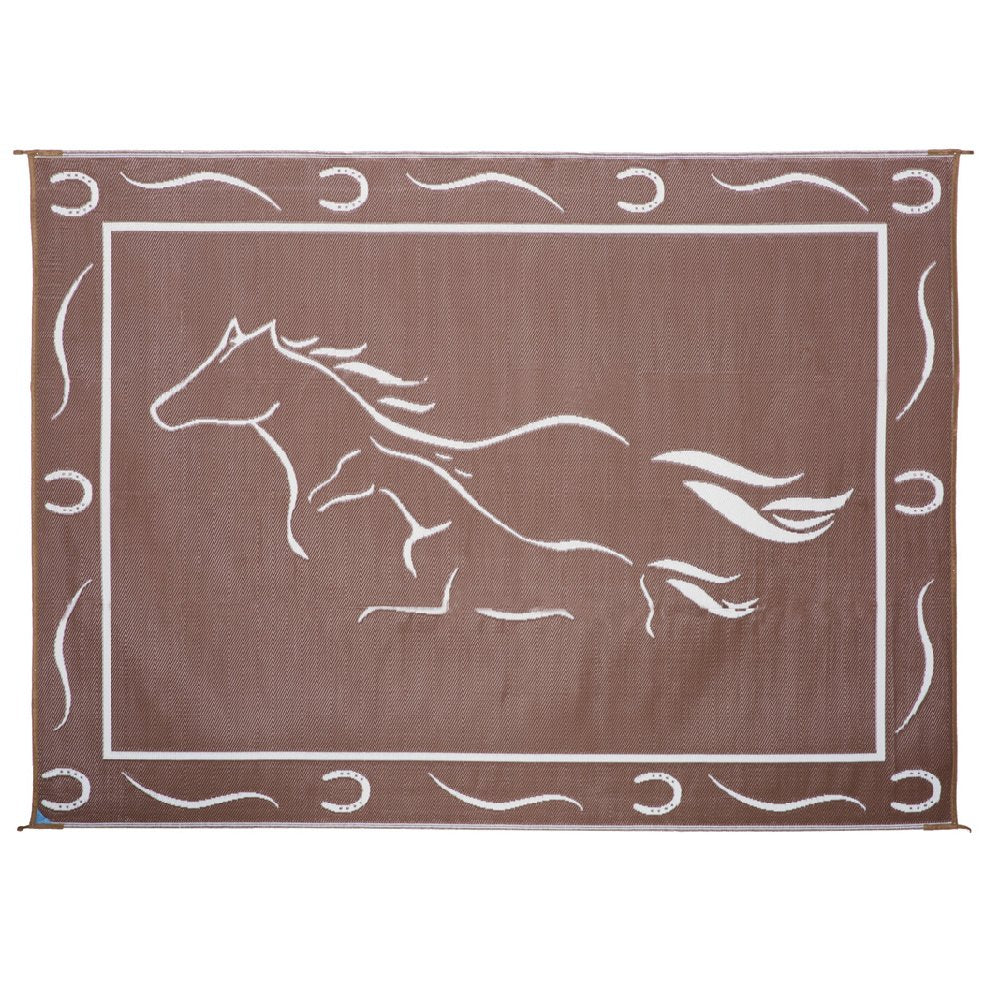 Camping Stylish GH8117 Brown/White 8' x 11' Galloping Horses Mat, 1 Pack