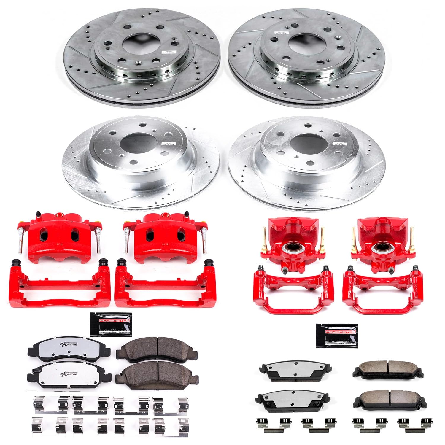 Power Stop Z36 KC5520-36 Truck & Tow Front and Rear Brake Caliper Kit- Brake Rotors, Brake Pads, Brake Calipers For Chevrolet Tahoe 2008-2014 [Model Specific]