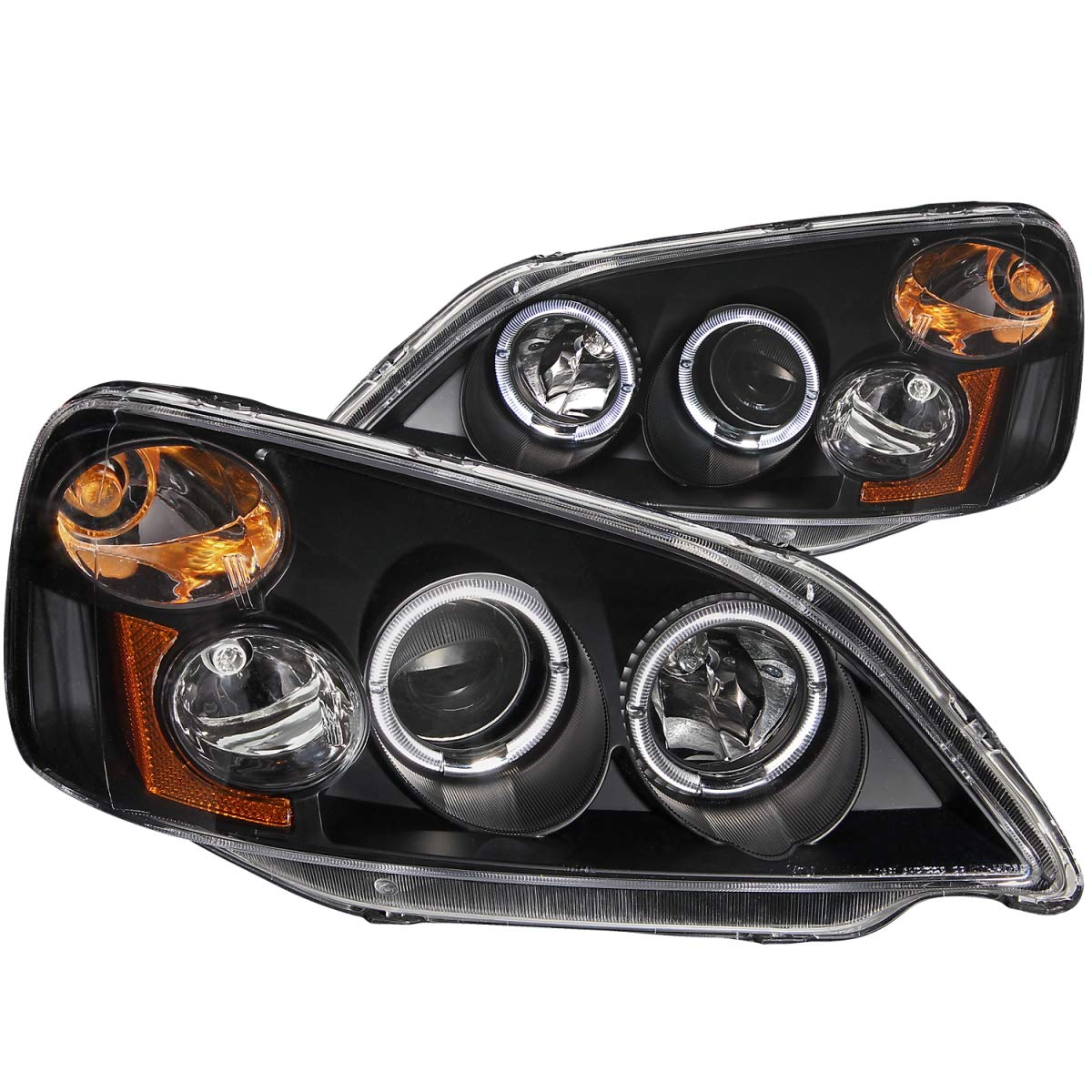 Honda Civic Anzo USA 121055 Projector with Halo Black Headlight Assembly - (Sold in Pairs)