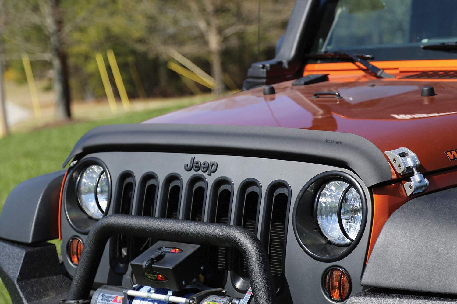 Hood Bug Deflector Rugged Ridge for Jeep Wrangler JK/JKU | Acrylic, Matte Black | 11348.02 | Fits 2007-2018 Jeep Wrangler JK/JKU