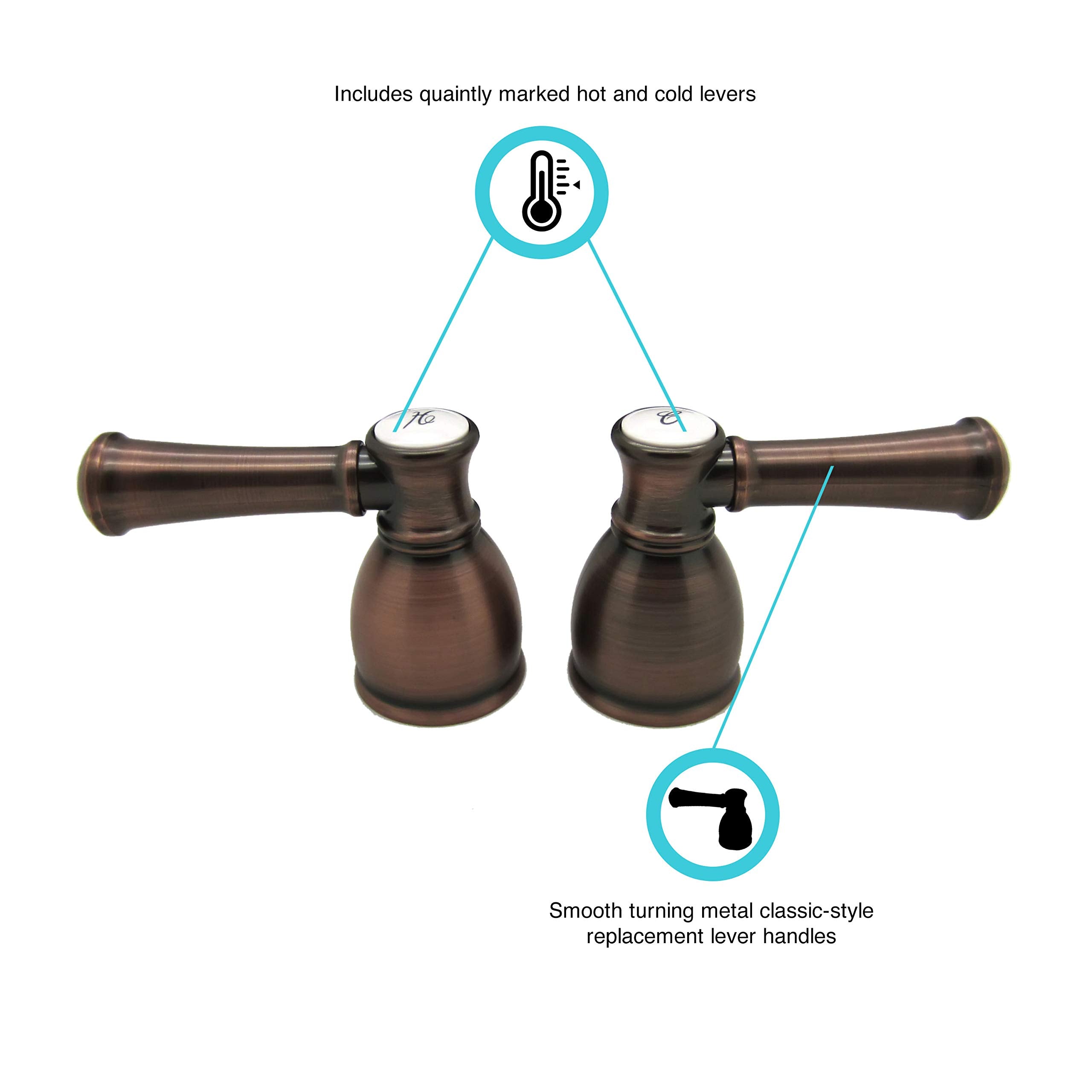 Dura Faucet RV Hot/Cold Bell Style Faucet Replacement Handles DF-RKL-ORB (Oil Rubbed Bronze)