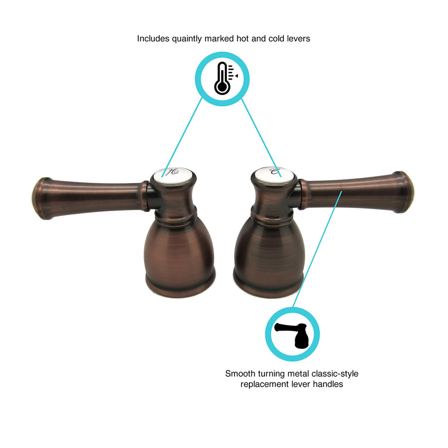 Dura Faucet RV Hot/Cold Bell Style Faucet Replacement Handles DF-RKL-ORB (Oil Rubbed Bronze)