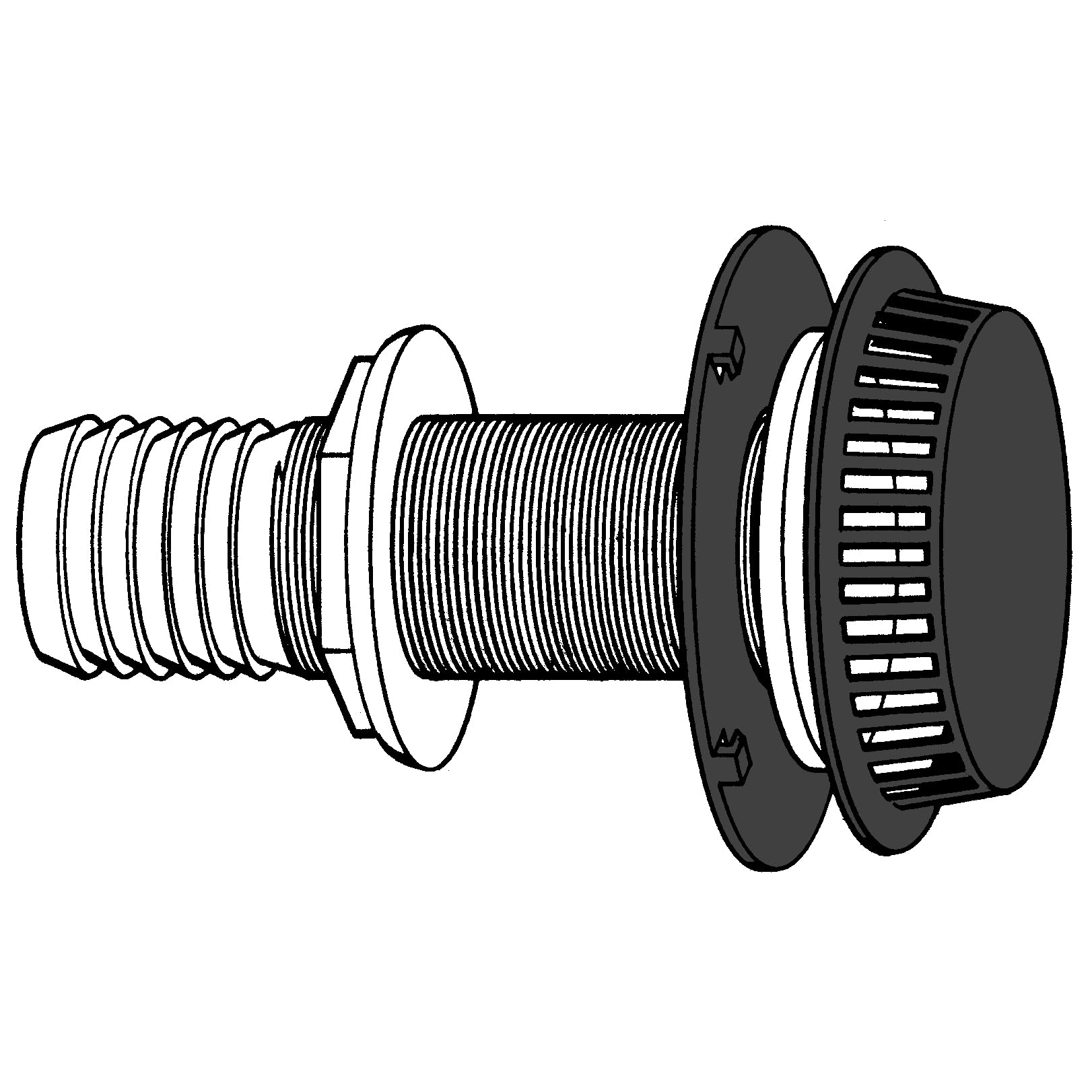 Baitwell Aerator Filter T-H Marine - Black Poly Bait Well Strainer Fits 1-1/2 Inch Thru-Hull to Protect Livewell Pumps from Grass Weeds and Debris