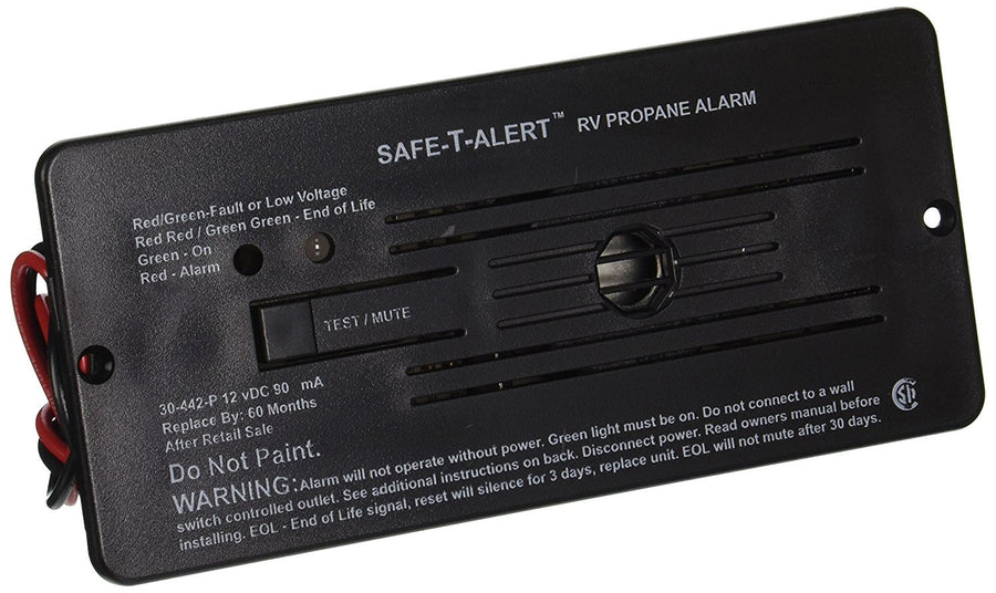 30 Series Safe T Alert Classic LP Gas Alarm - Propane Alarm - Black, Flush Mount - 30-442-P-BL