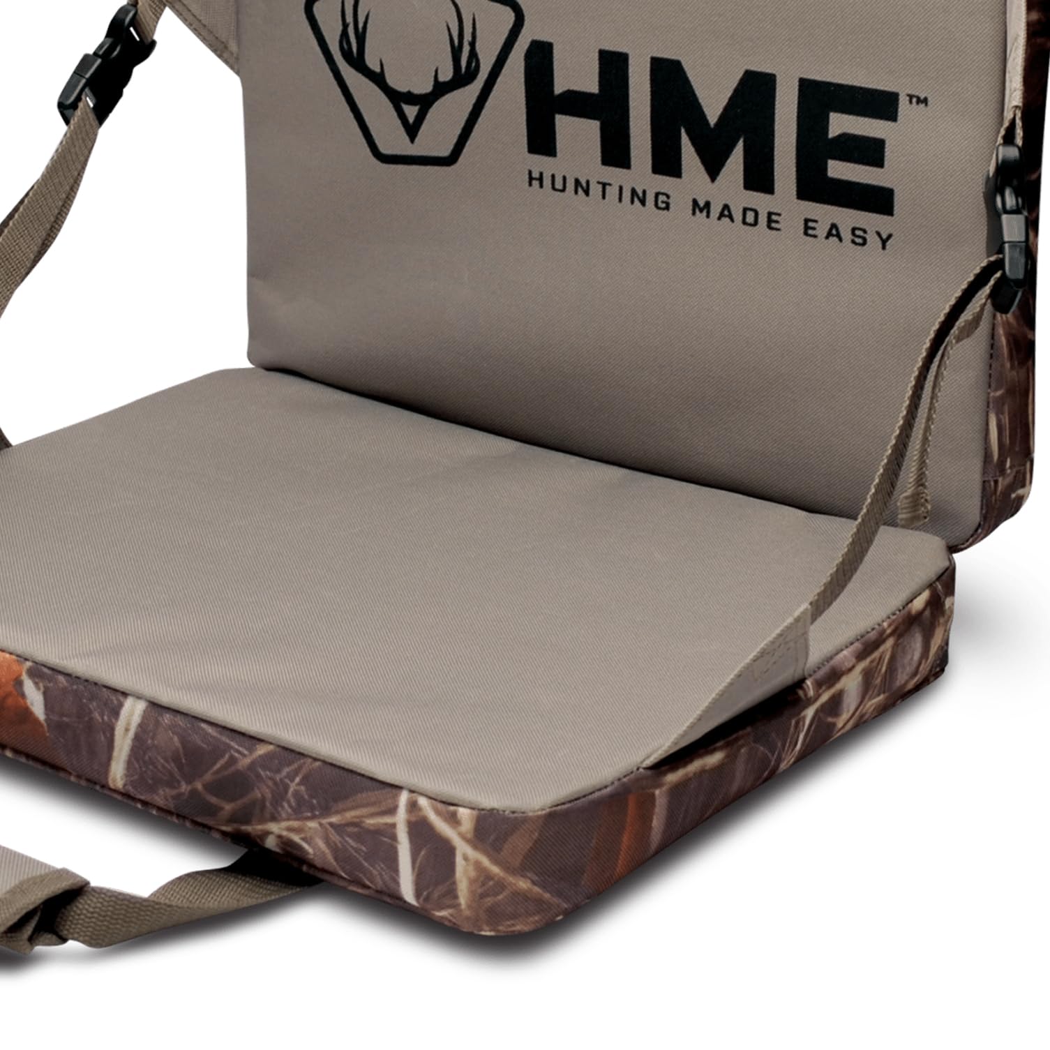 HME Portable Durable Compact Comfortable Weather-Resistant Versatile Hunting Folding Seat Foam Cushion with Adjustable Straps and Storage Pocket