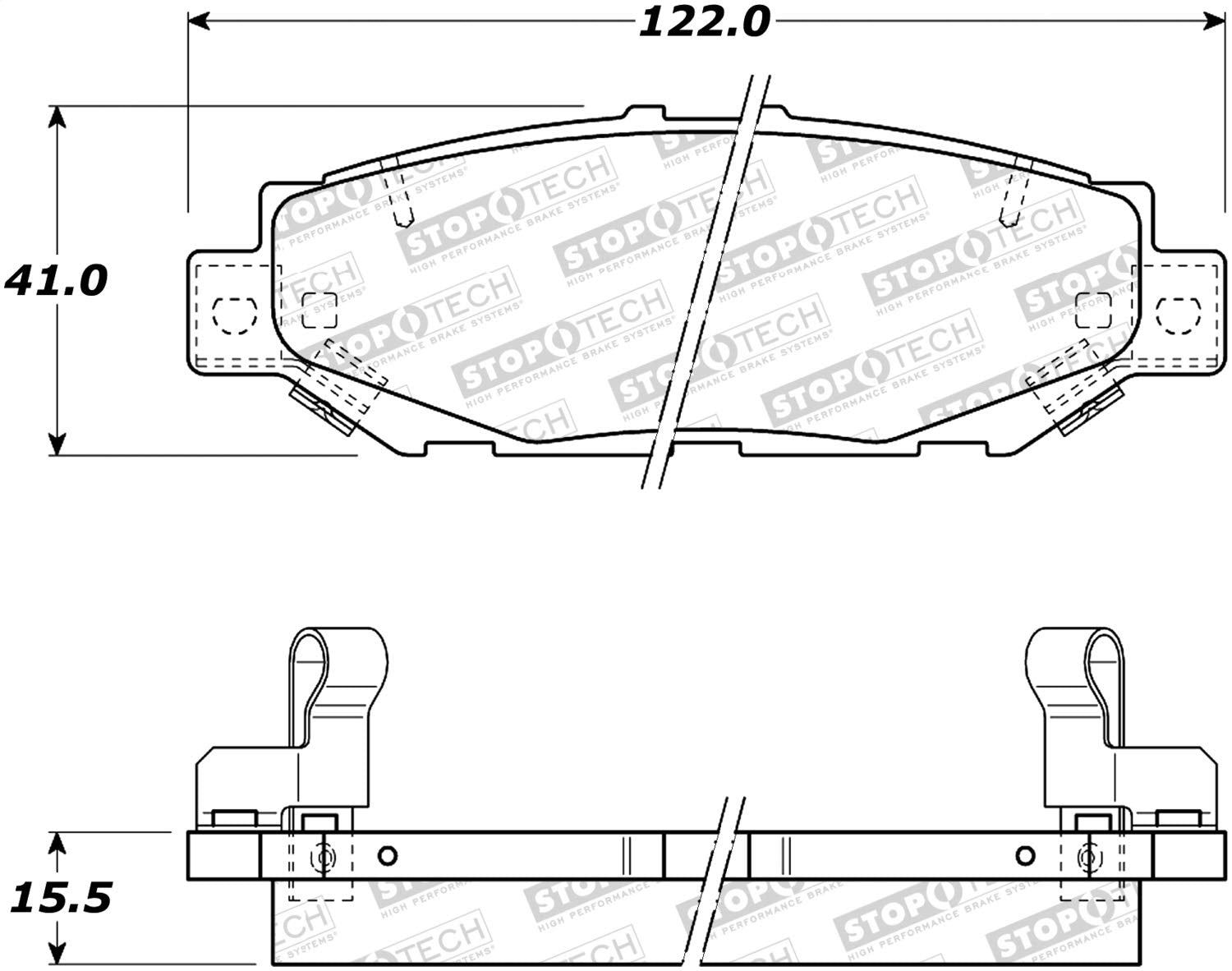 Rear StopTech 308.05720 Brake Pads with Shims and Hardware Street