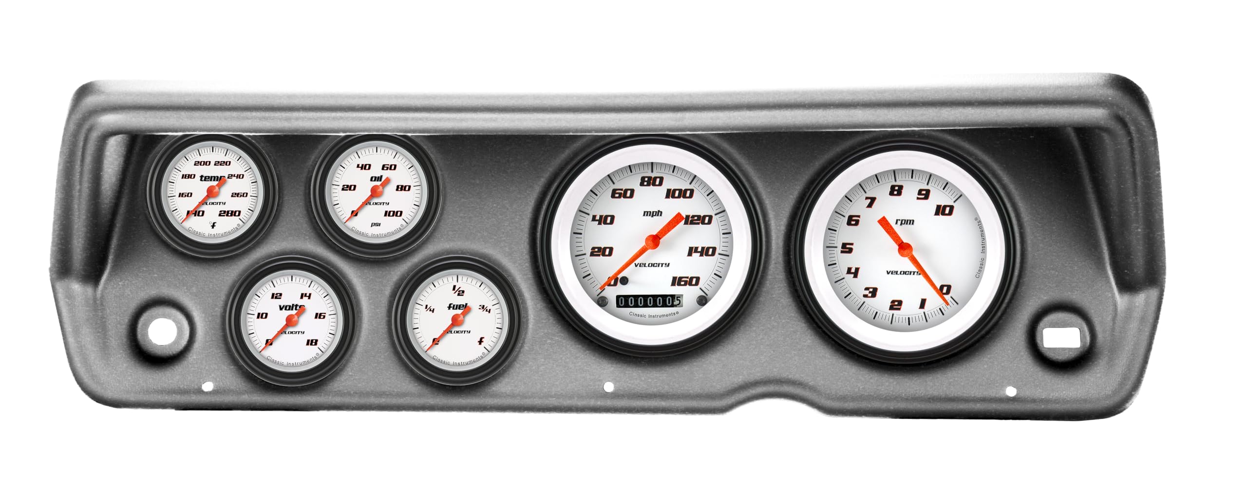 Velocity White Classic Instruments CDDU70VSW101BA Full Sweep Direct Fit 6 Gauge Set Compatible with 1970-1976 Duster