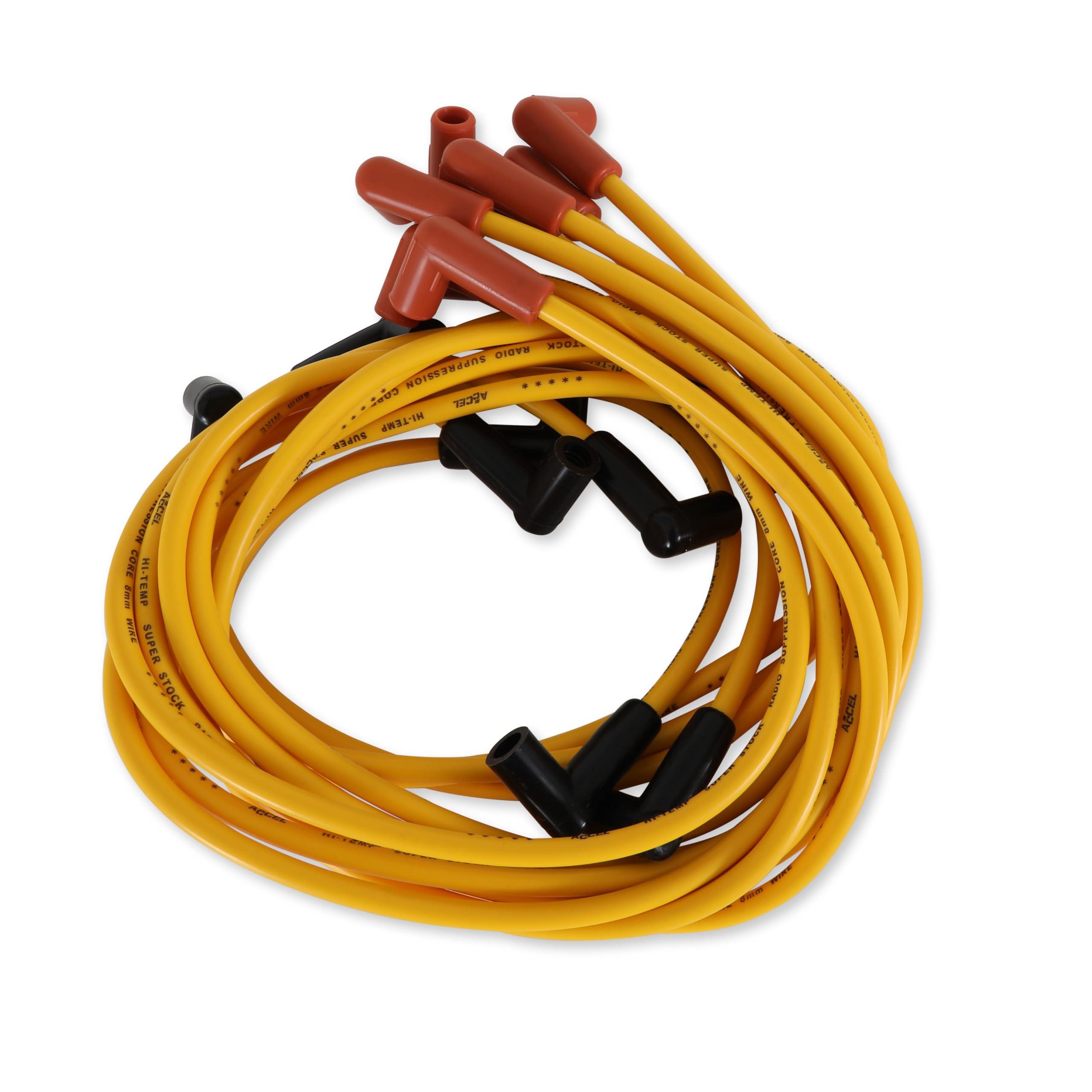 Spark Plug Wire Set ACCEL 4050 - Super Stock Graphite Core 8mm - Yellow