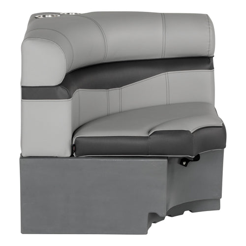 Lippert 32" Square Rockport Series Pontoon Corner Seat, Measures 32" L x 32" W x 30" H, Marine-Grade Vinyl, High-Density Foam, Easy Installation, Fits Most Pontoons, River Rock – 20221094114