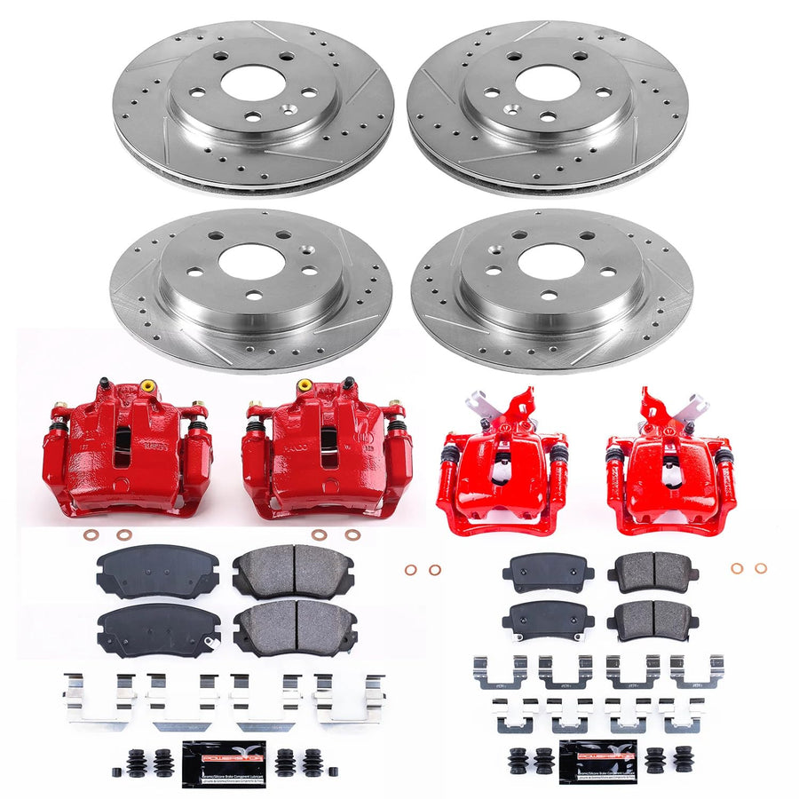 Power Stop Z23 KC5523 Evolution Sport Front & Rear Brake Caliper Kit- Brake Rotors, Brake Pads and Brake Calipers For Buick LaCrosse, Buick Regal, Chevrolet Mal, Saab 9-5 [Model Specific]