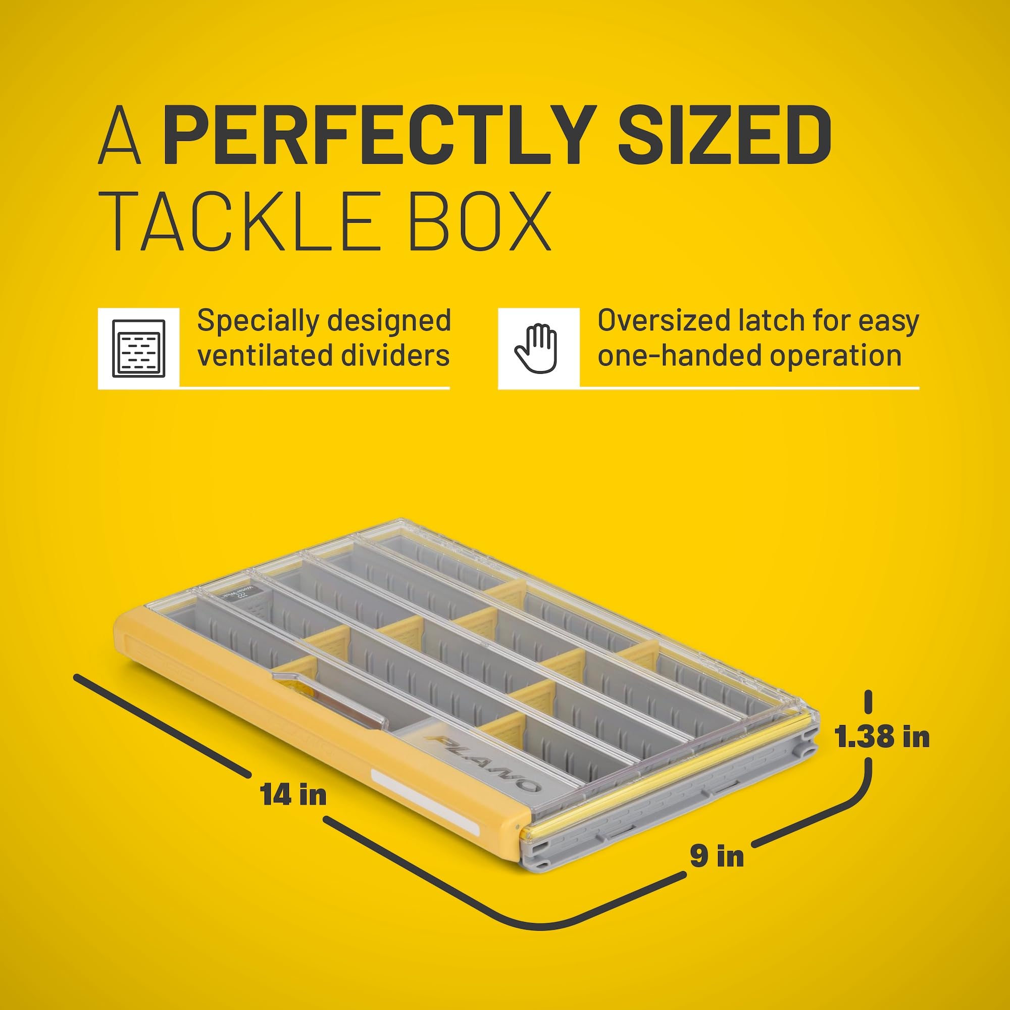 Plano 3700 EDGE Premium Thin Tackle Utility Box, Clear and Yellow, Waterproof and Rust-Resistant Bait and Tackle Box Storage Organization