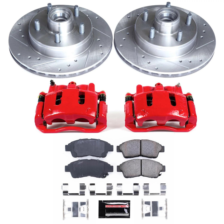 Power Stop Z23 Daily Driver KC5079, Front Brake Caliper Kit-Drilled/Slotted Brake Rotor, Brake Pads & Calipers For Ford Ranger, Mazda B2300, Mazda B3000, Mazda B4000 [Model Specific]